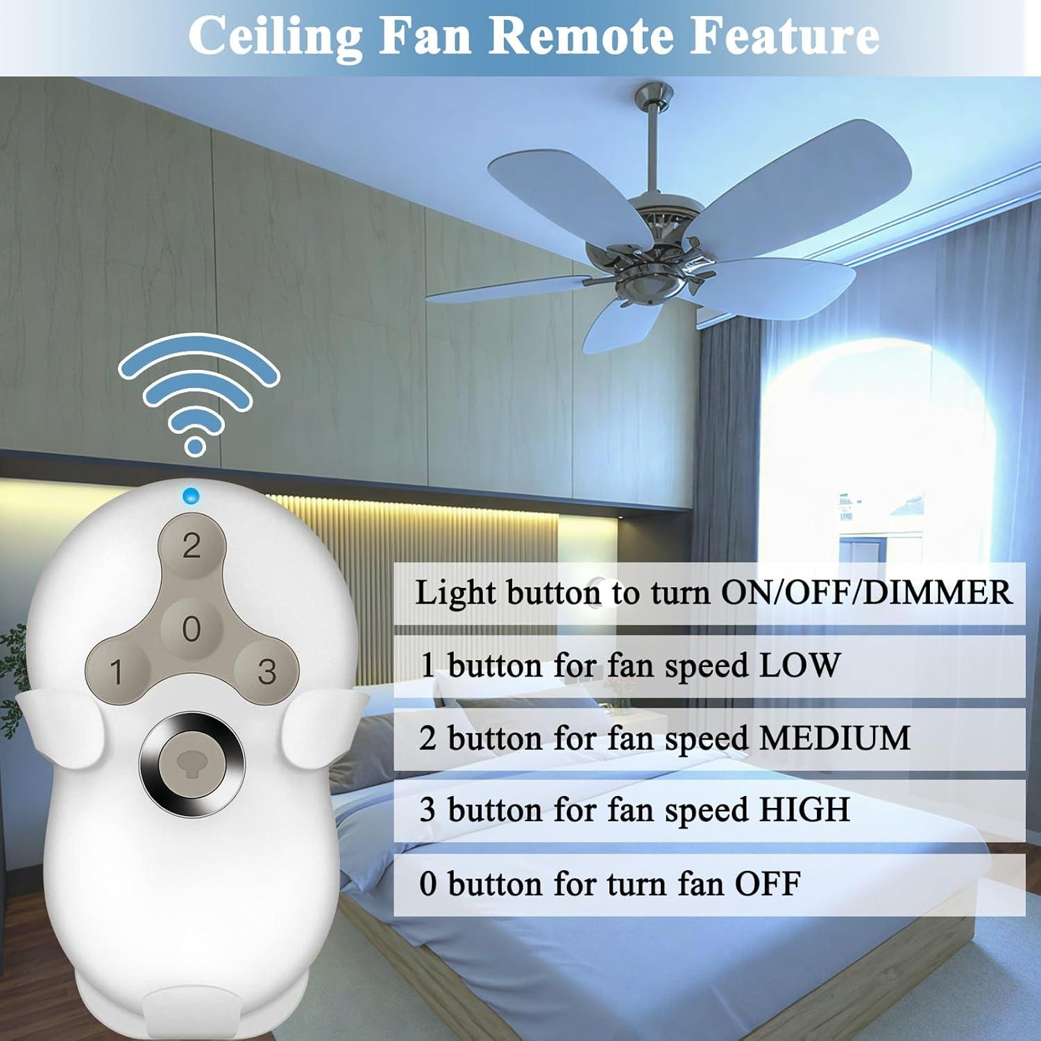 Control Remoto Hunter RC-5T1 para Ventilador de Techo 3 Velocidades