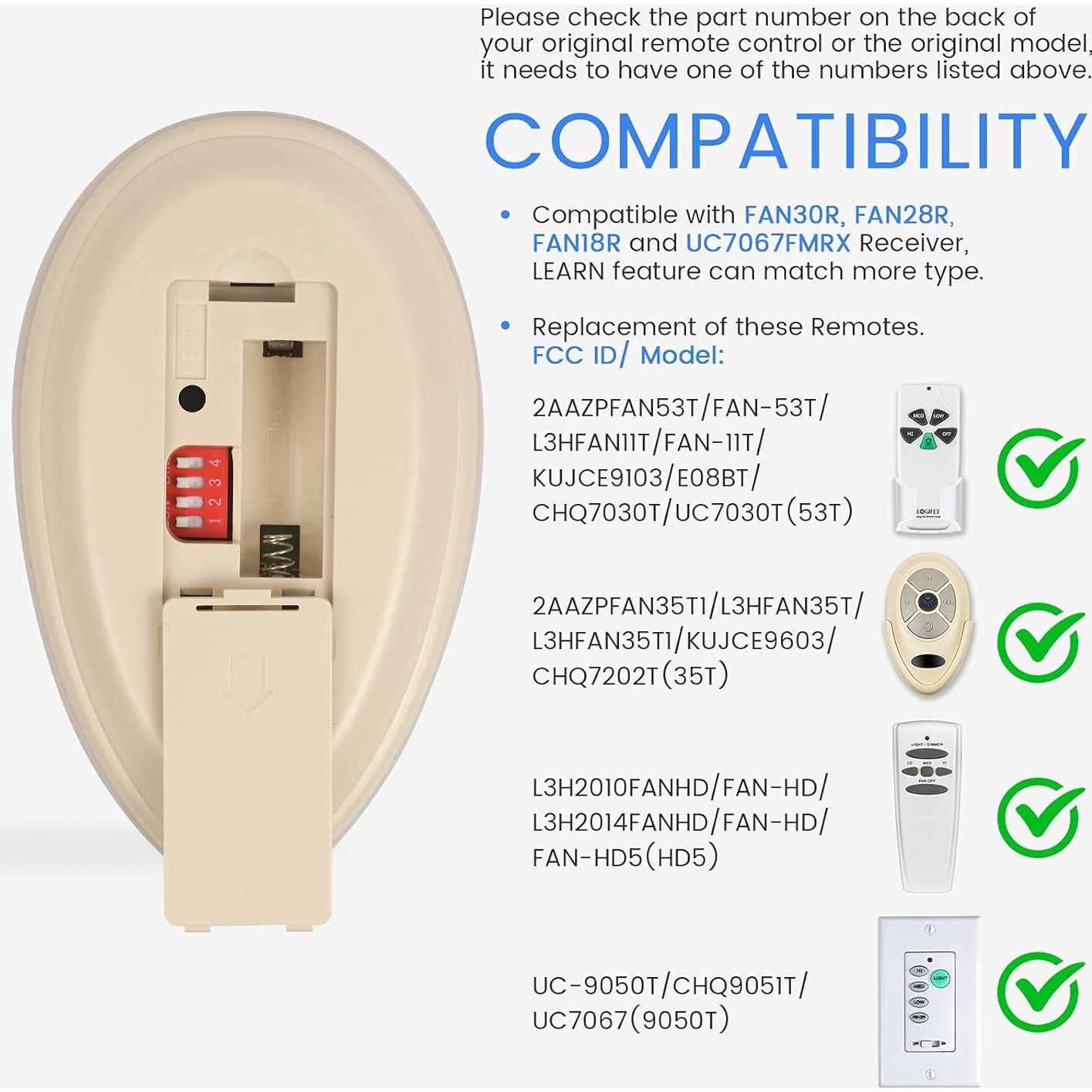 Control Remoto Ventilador de Techo Eogifee 35T 3 Velocidades