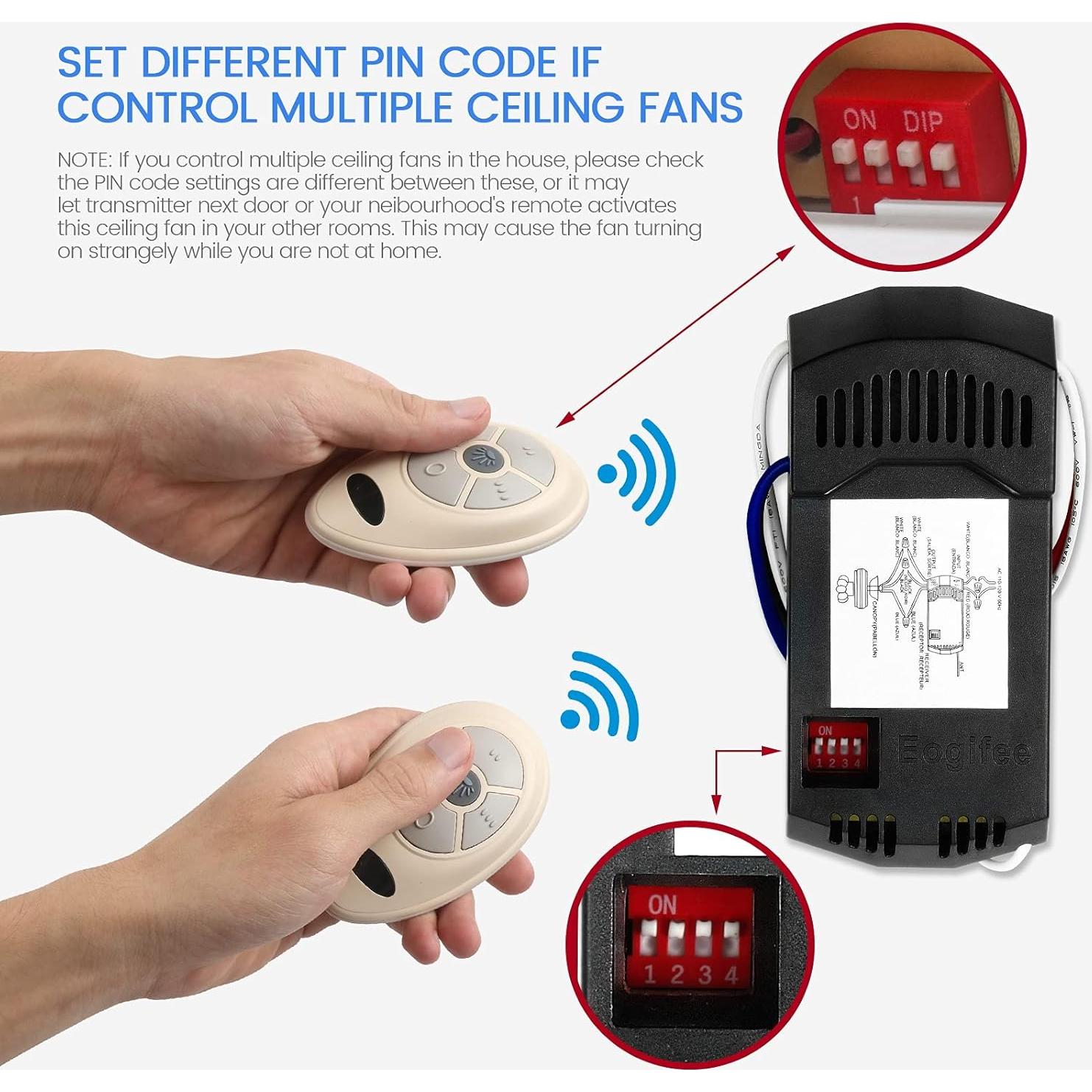 Control Remoto Ventilador de Techo Eogifee 35T 3 Velocidades