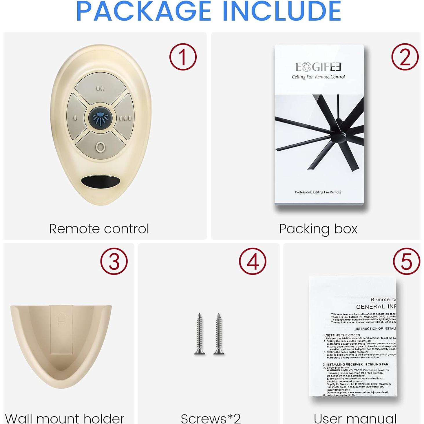 Control Remoto Ventilador de Techo Eogifee 35T 3 Velocidades