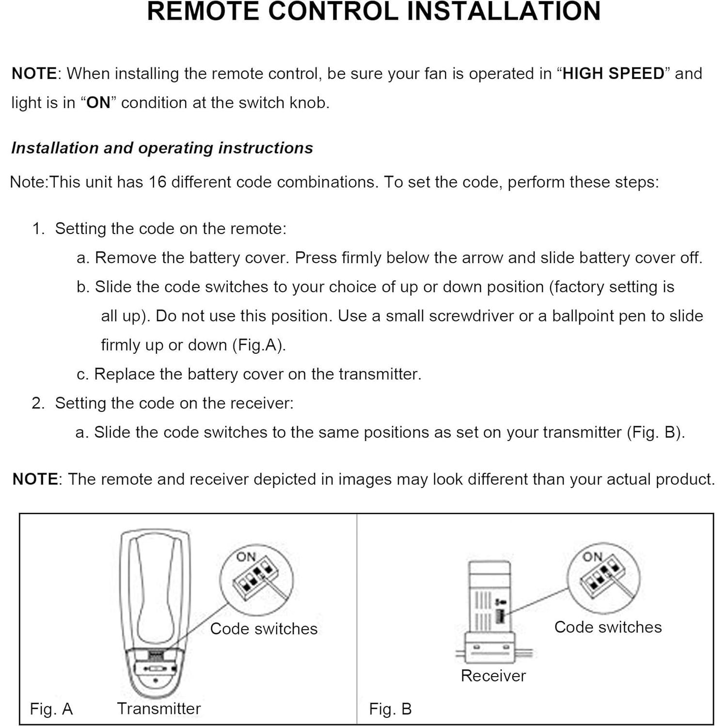 Control Remoto Ventilador de Techo Eogifee 35T 3 Velocidades