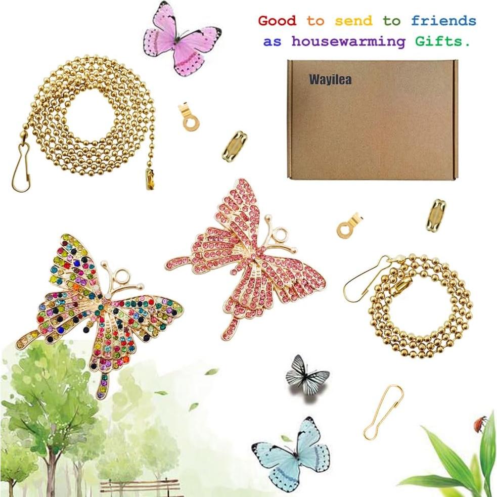 Cadena de Extensión para Luz de Ventilador Swiky - Mariposa Rosa y Variada