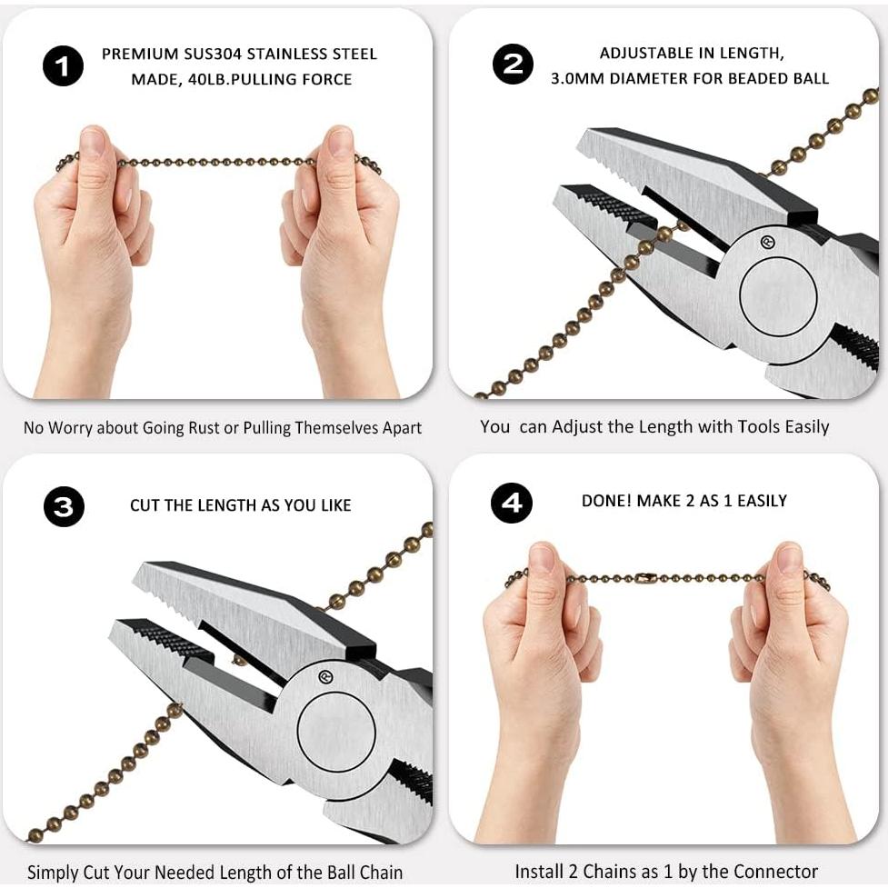 Cadena de Tirar Decorativa para Ventilador de Techo 30.48cm Bronce 2 Pcs