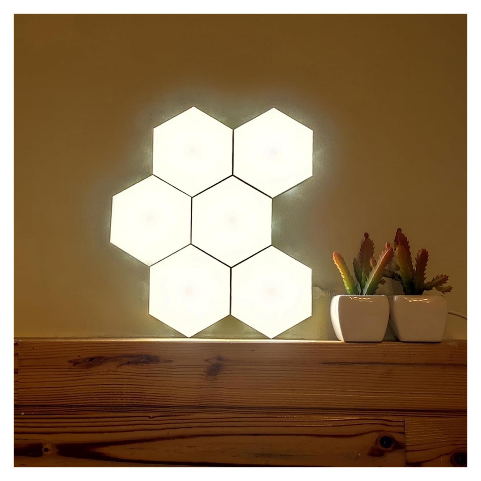 Luz LED Hexagonal Modular Tehoi Táctil Blanca 6 Pcs