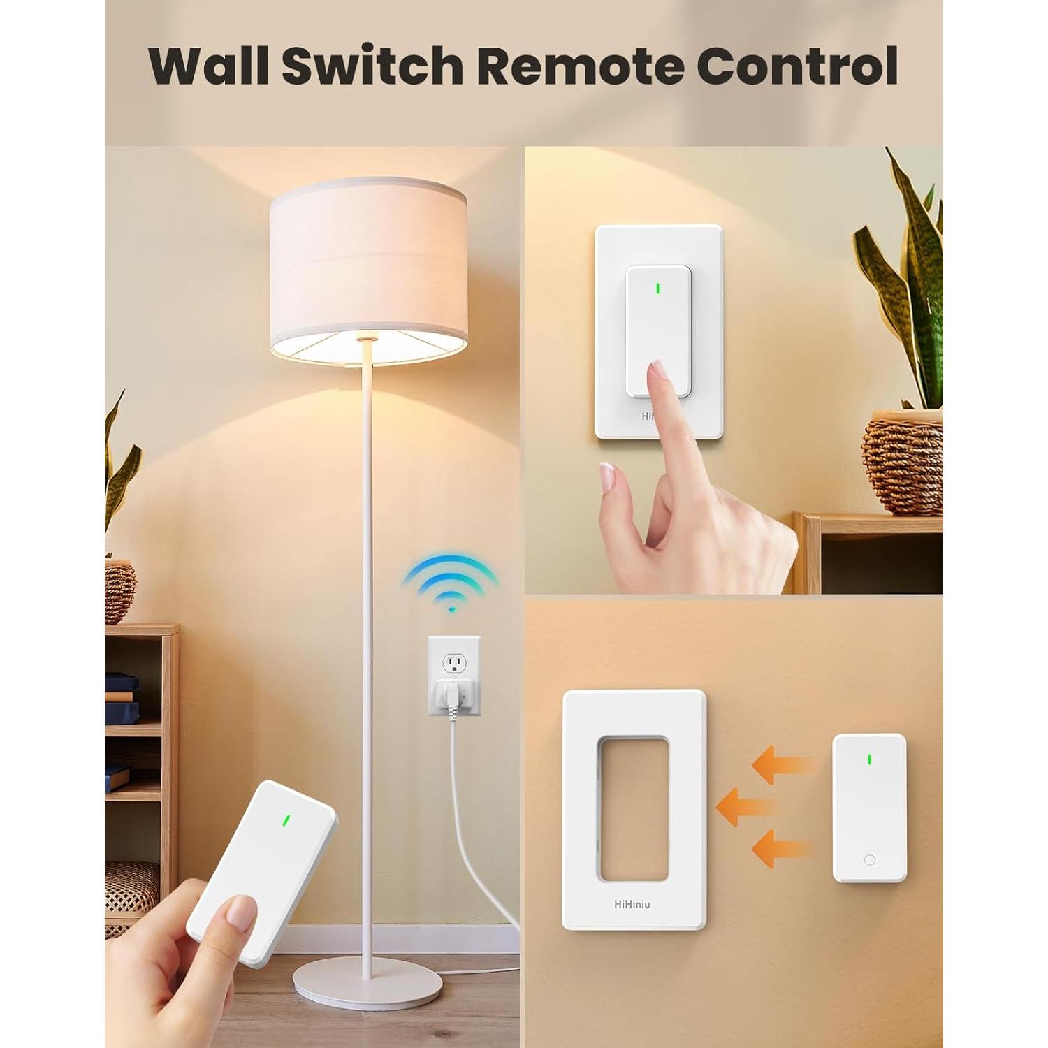 Interruptor de Luz Inalámbrico HiHiniu SW-AK1, 300 Pies RF
