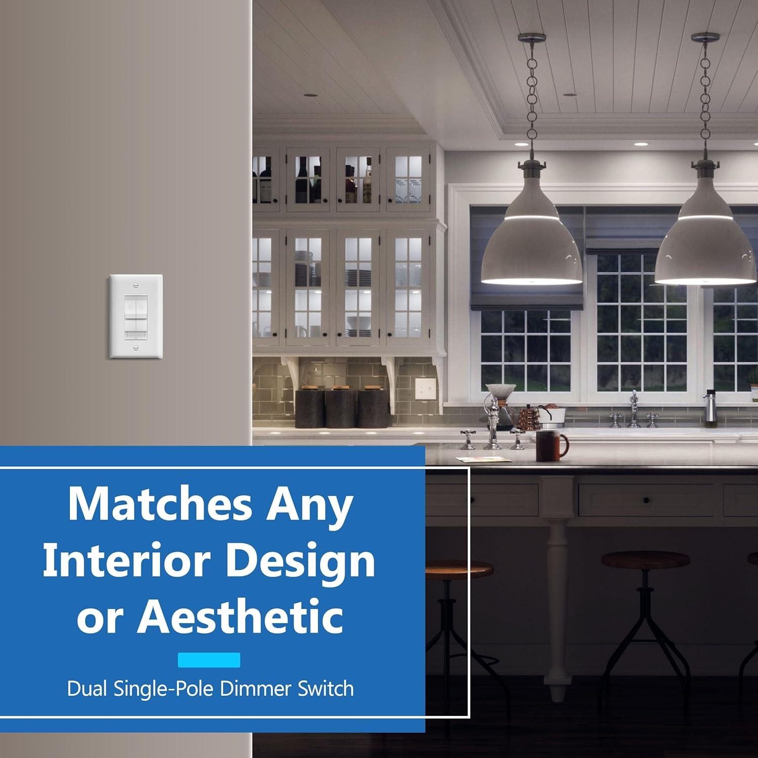 Interruptor Dimerizado Dual LIDER Blanco 400W CFL/LED