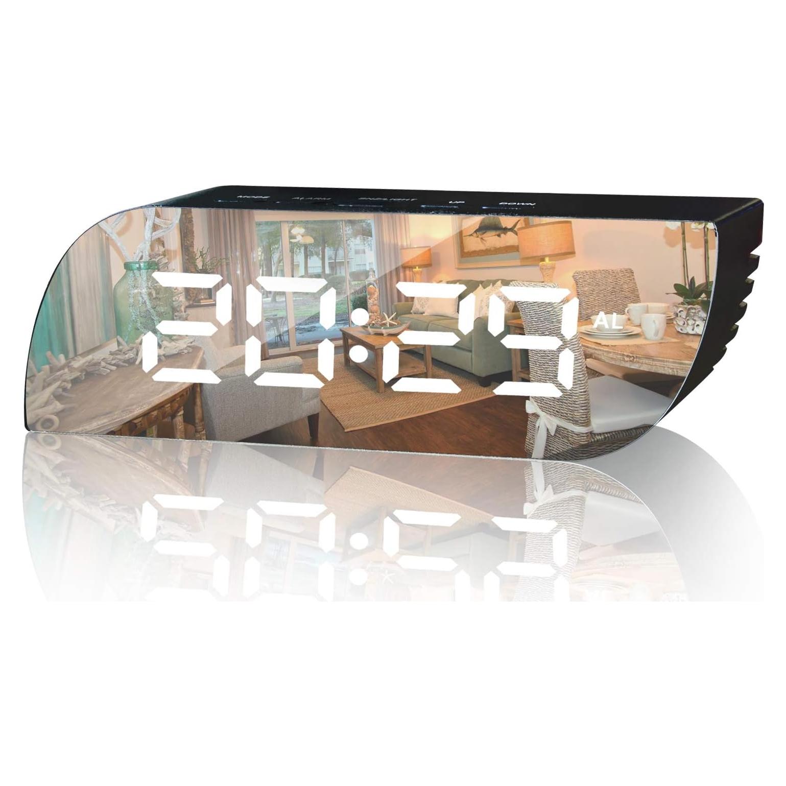 Reloj Despertador Digital Betus Espejo Negro - Snooze USB