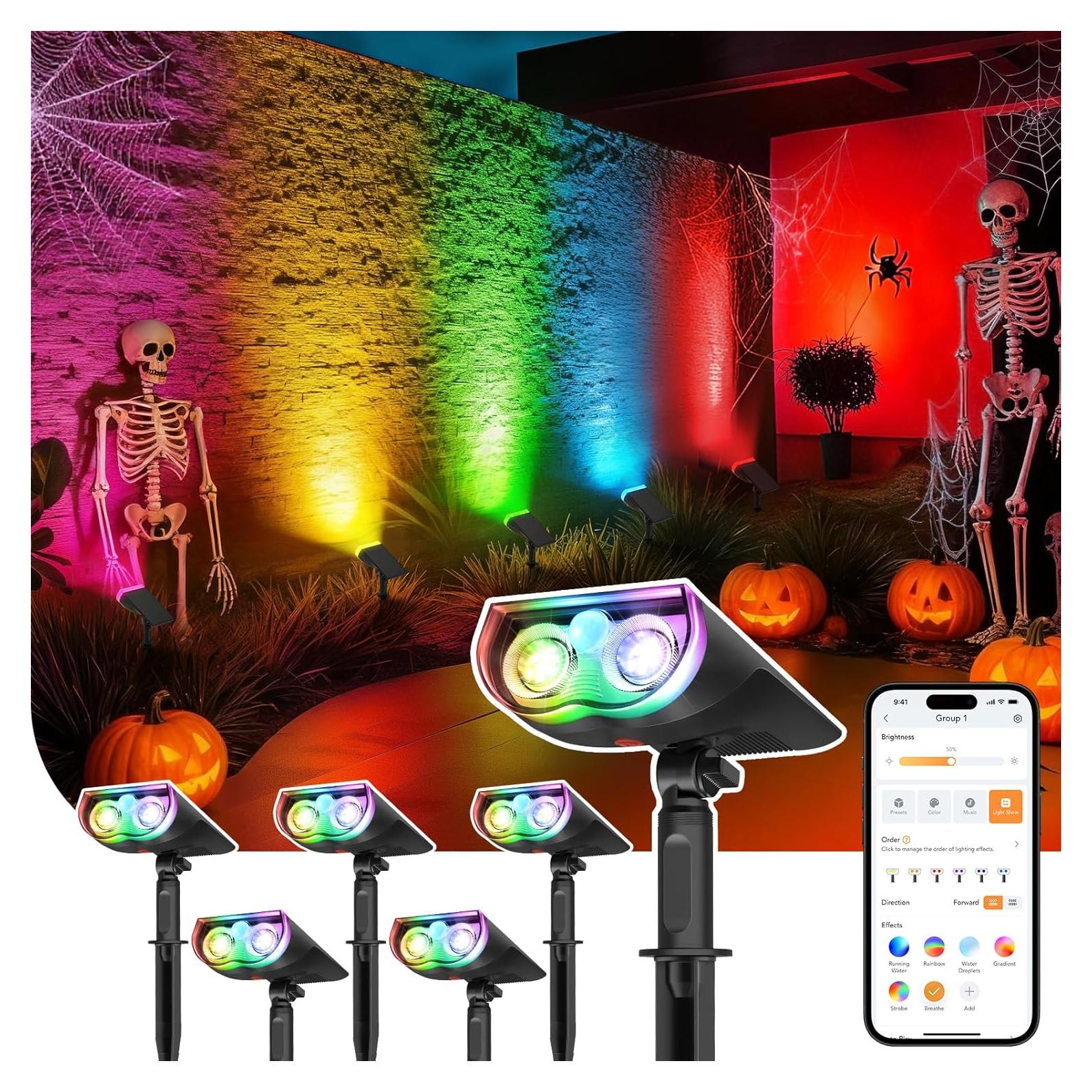 Luces Solares Inteligentes Linkind SL5 RGB para Jardín 6 Paquete