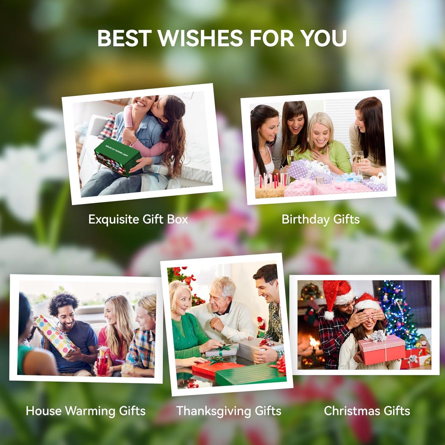 Luces Solares WdtPro 2025 Jardín 6 Paquete 24 Lirios RGB