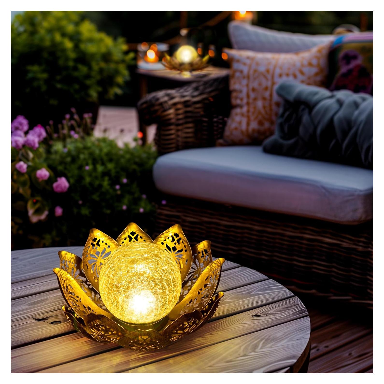 Luces Solares de Loto GIGALUMI para Jardín 21.5cm Oro