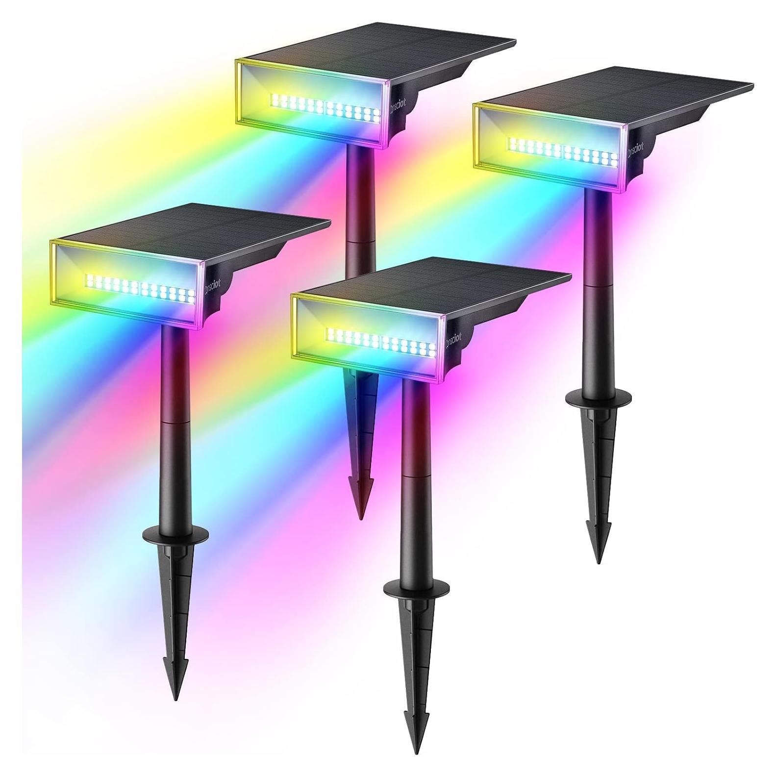 Luces Solares de Jardín Consciot, Paquete de 4, Multicolor IP65