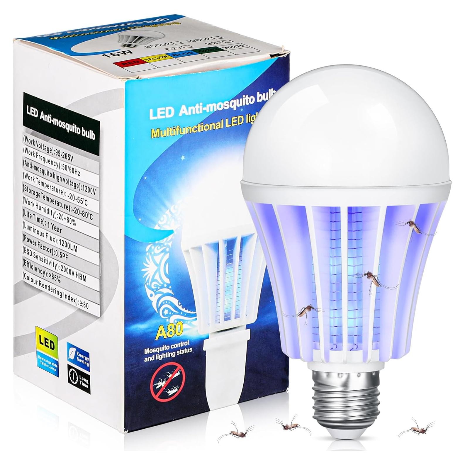 Bombilla Zapper de Insectos Qualirey 2 en 1 Luz LED 8x14cm