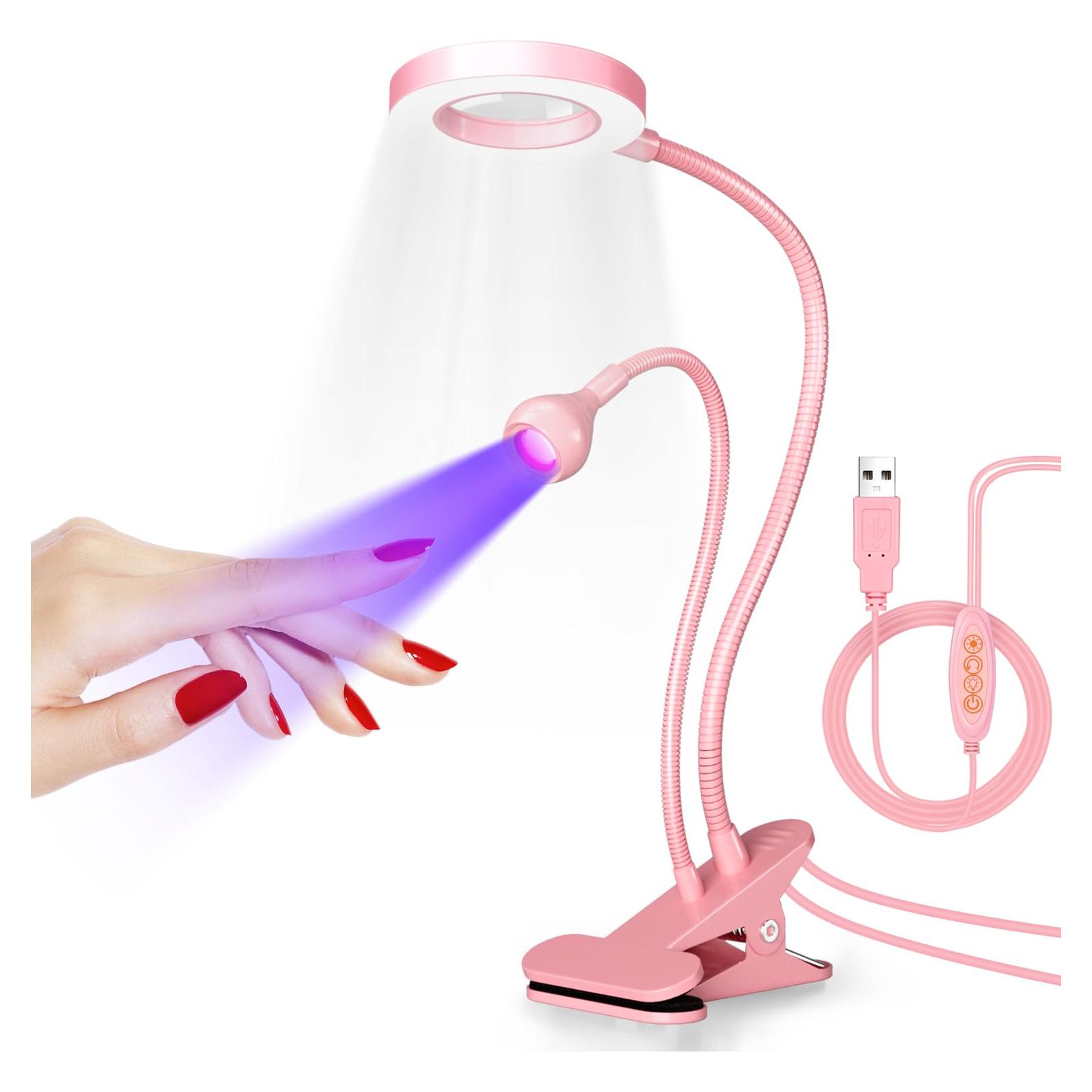 Lámpara UV para Uñas krofaue con Lupa 6X y Luz Ajustable