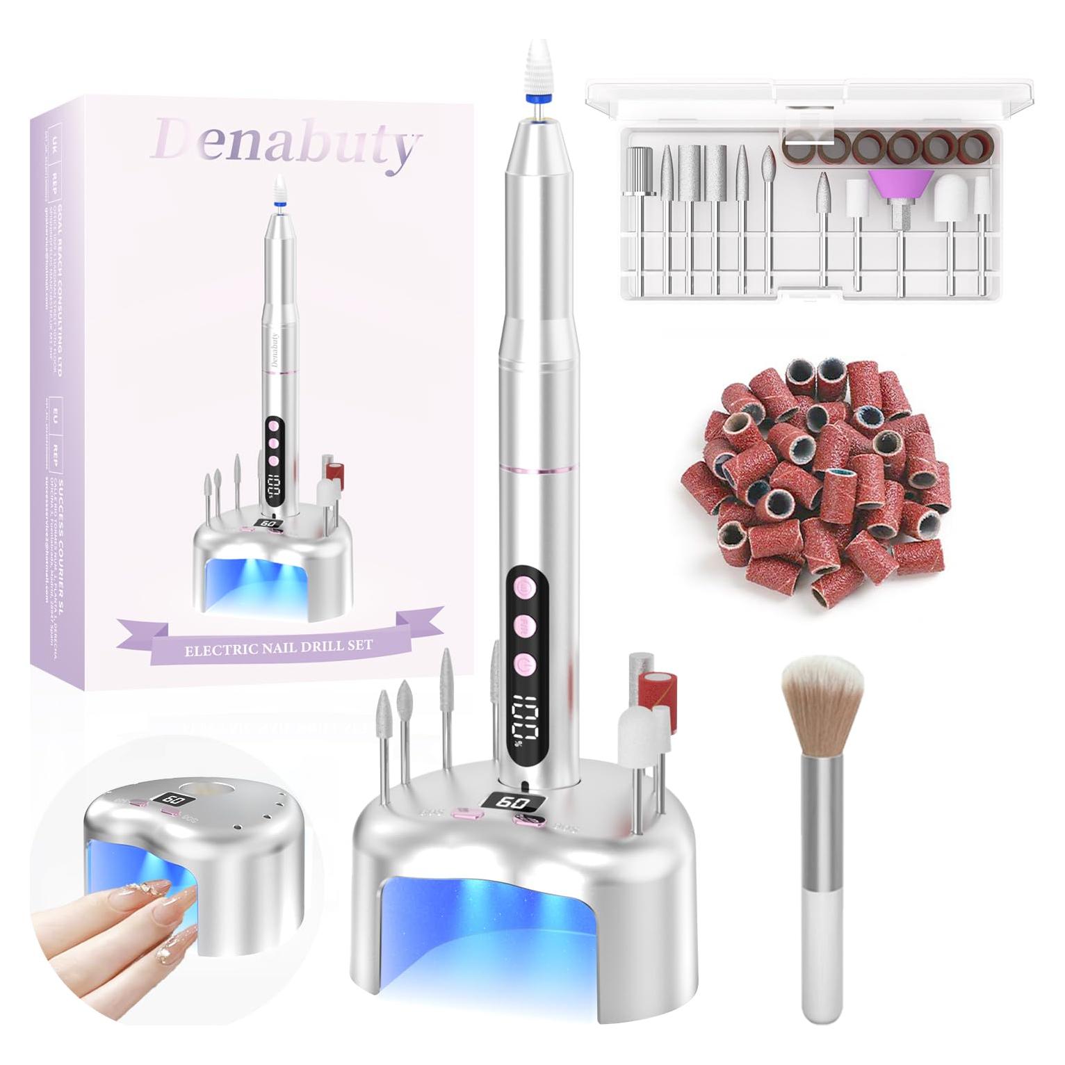 Taladro de Uñas Eléctrico Inalámbrico Denabuty 35000RPM con Lámpara UV