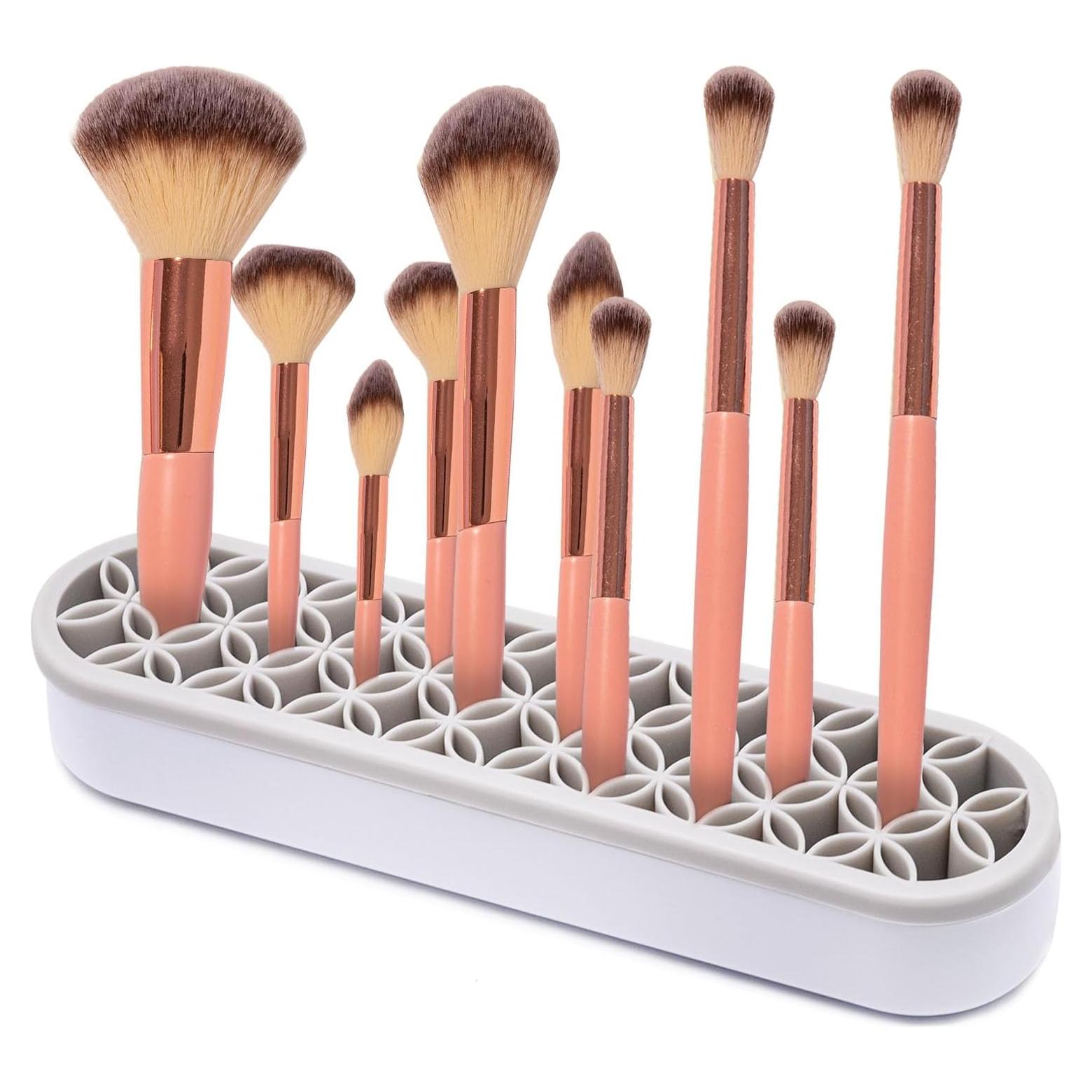 Soporte de Cepillo de Maquillaje Silicona GDFYMI Gris Claro 21x5cm