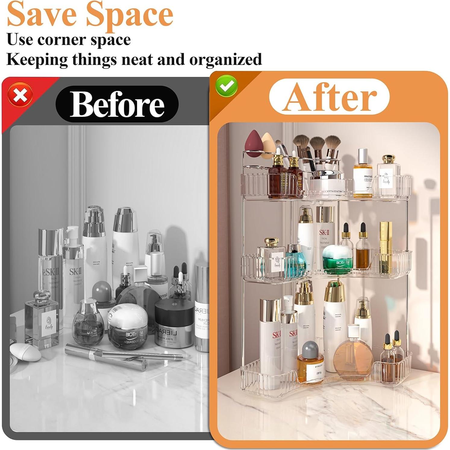 Organizador de Esquina de Baño SUNZOS 3 Niveles Acrílico