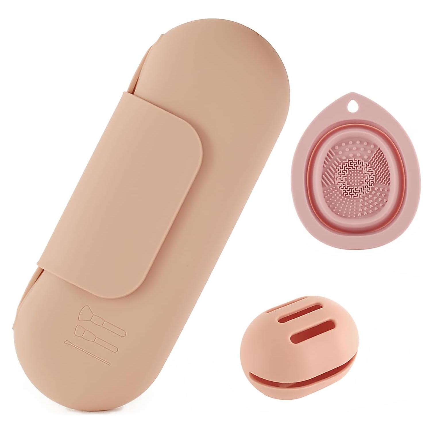 Soporte para Brochas de Maquillaje Silicona Boguyuehu 3-en-1