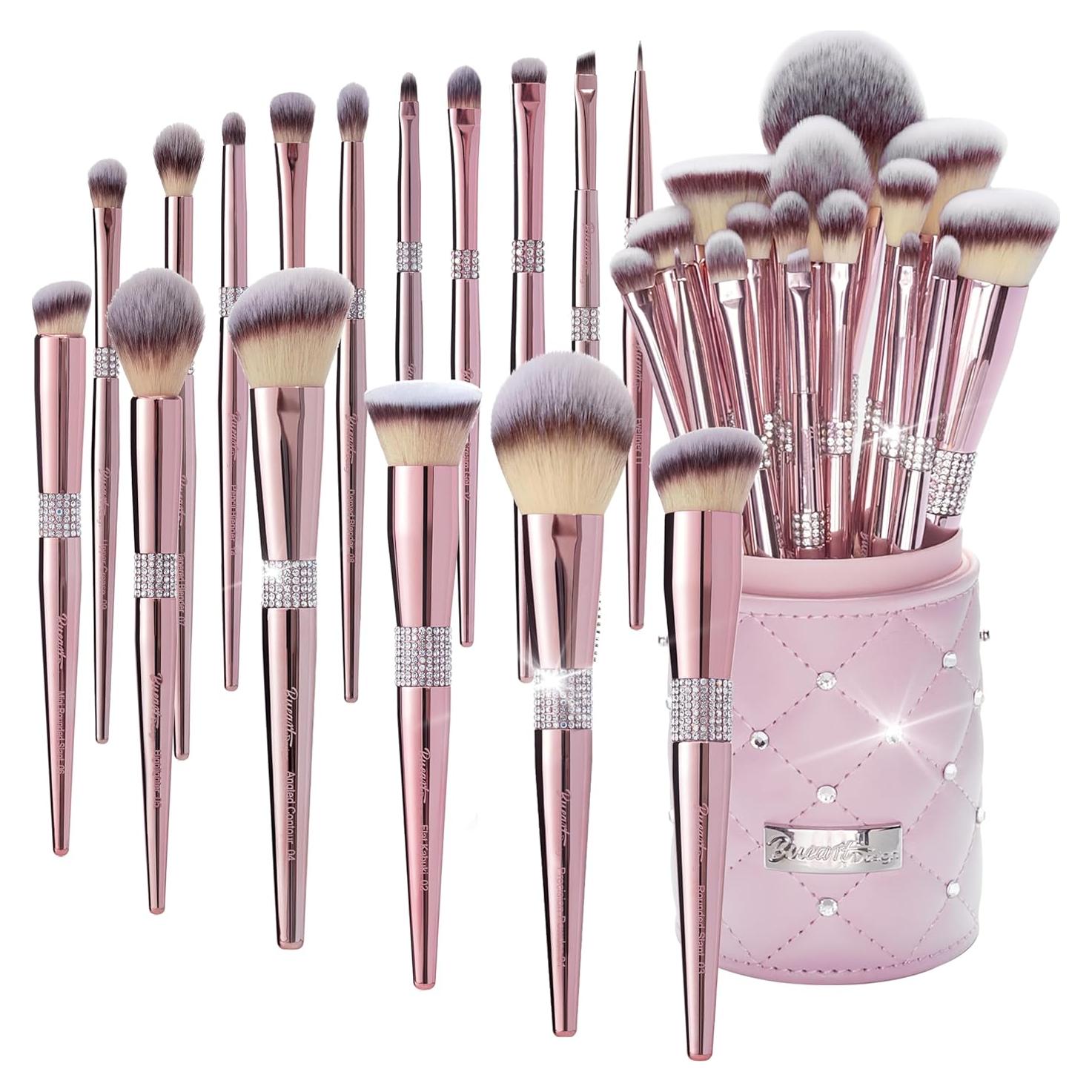 Conjunto de Pinceles de Maquillaje Bueart Design 16 Piezas Oro Rosa