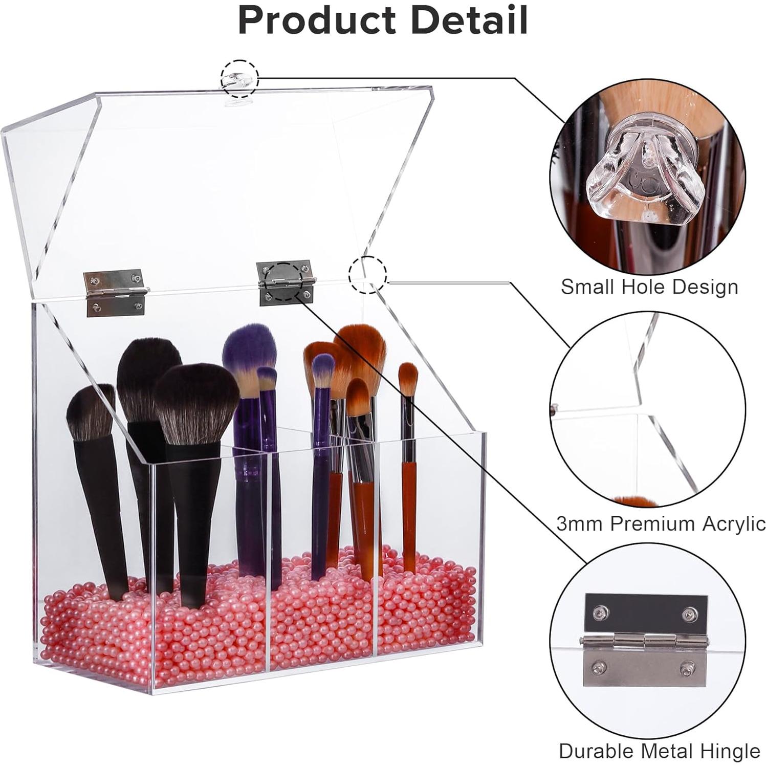 Organizador de Brochas de Maquillaje Acrílico LOHRYVIO Blanco