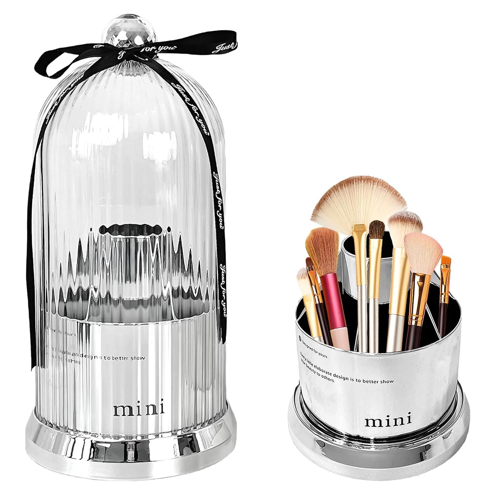 Soporte Organizador de Brochas JIANGLAI Plata 360° 7 Compartimentos