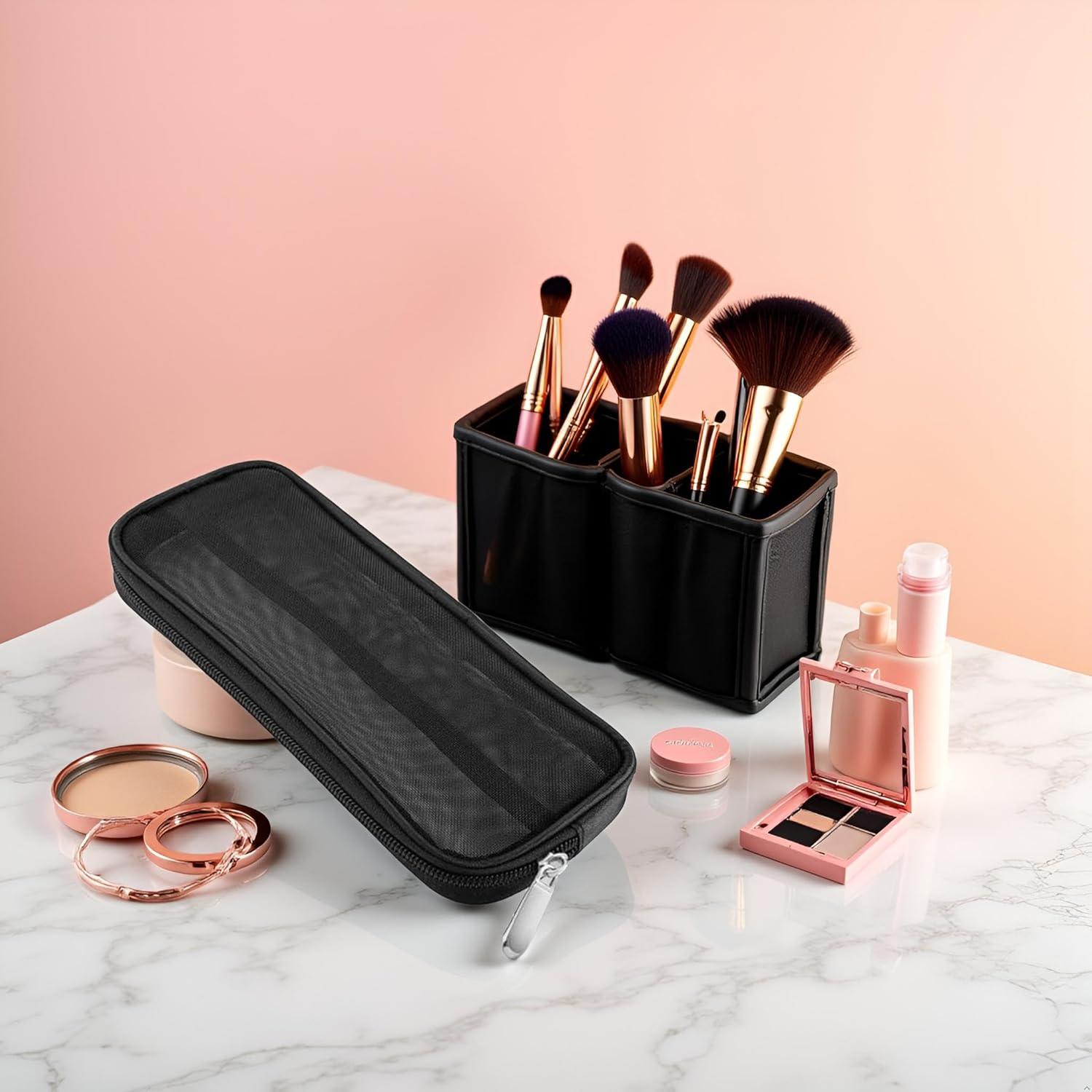 Bolsa de Maquillaje de Malla Negra Cauaoa 15x10 cm Organizador