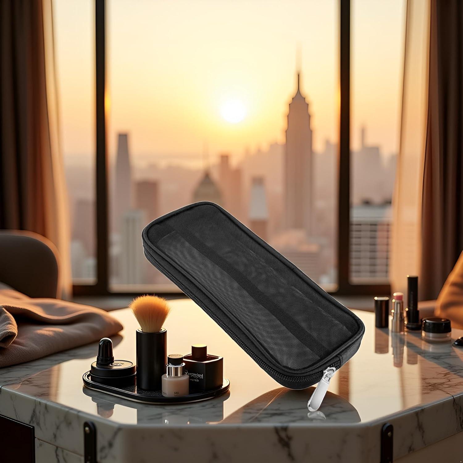 Bolsa de Maquillaje de Malla Negra Cauaoa 15x10 cm Organizador