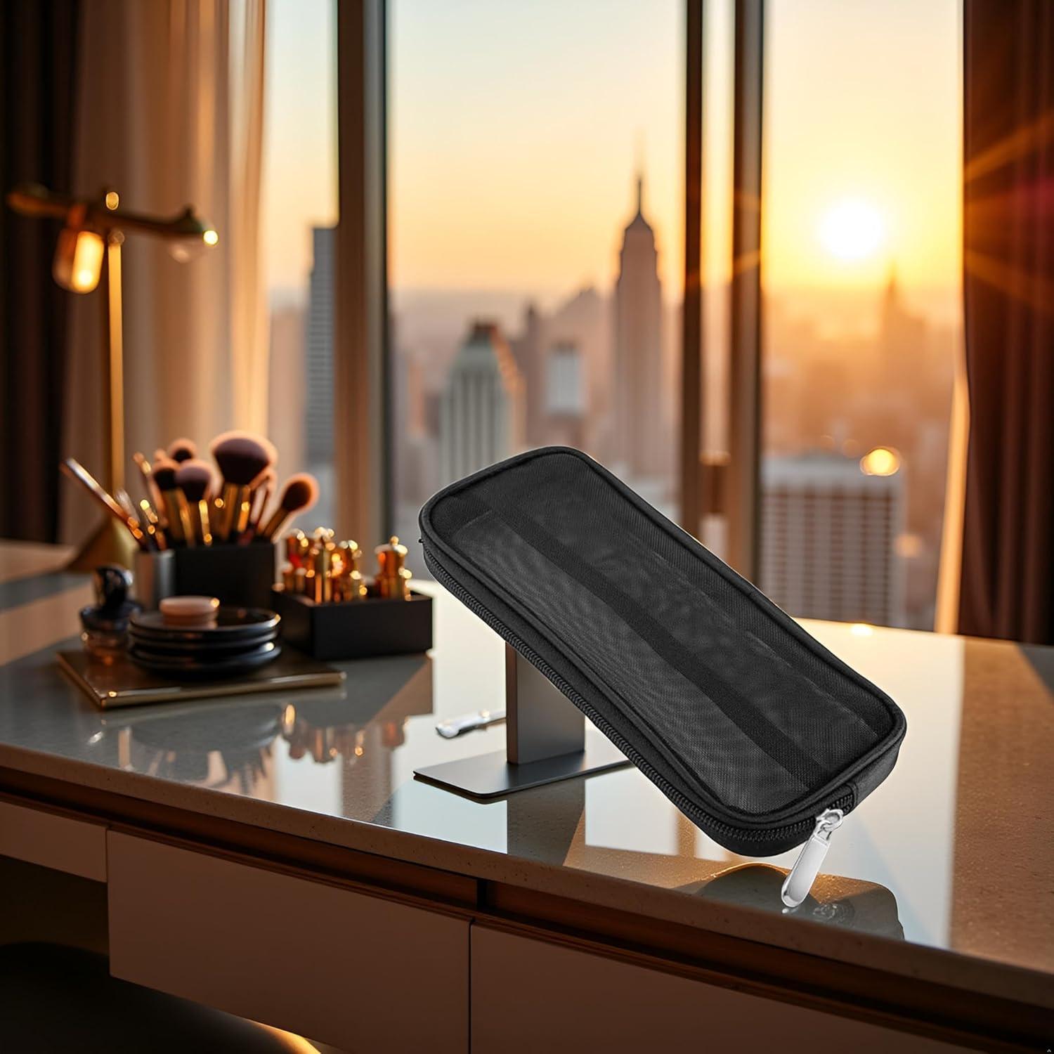 Bolsa de Maquillaje de Malla Negra Cauaoa 15x10 cm Organizador