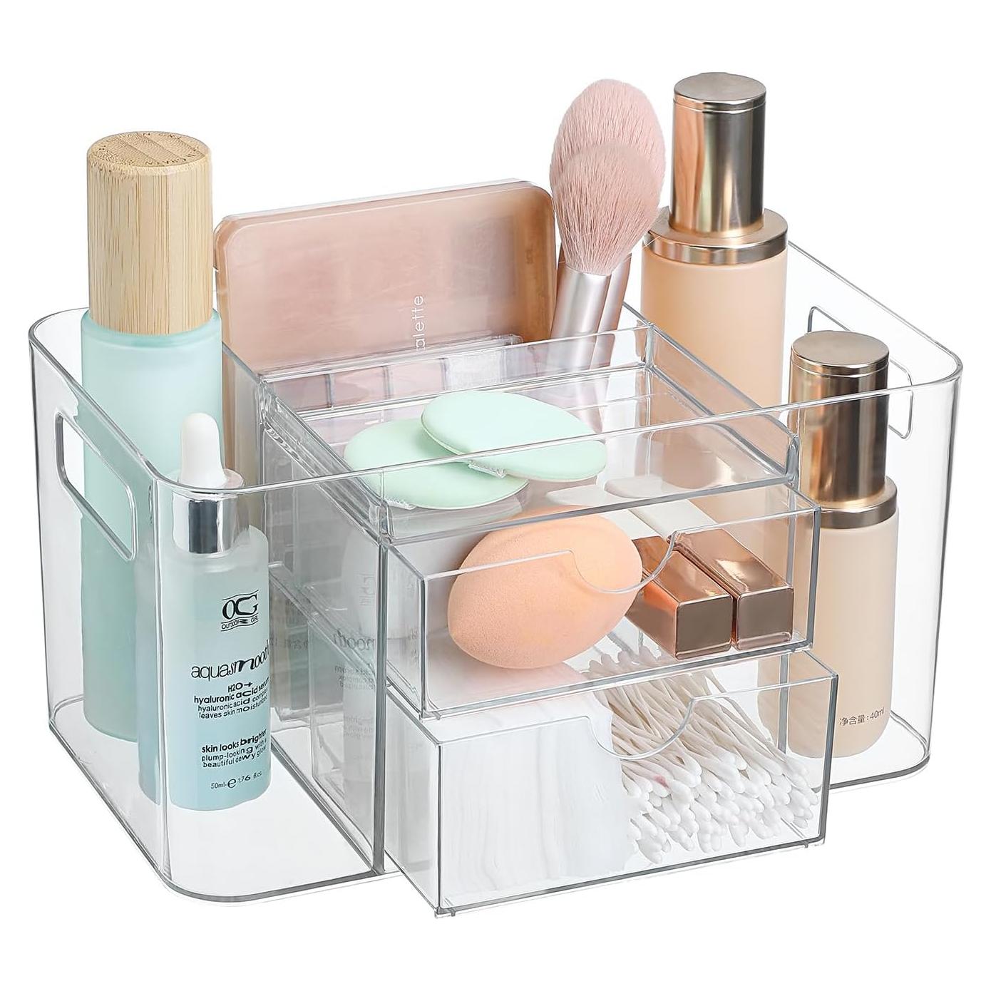 Organizador de Maquillaje Acrílico Imakmasion - 2 Cajones y 3 Compartimentos