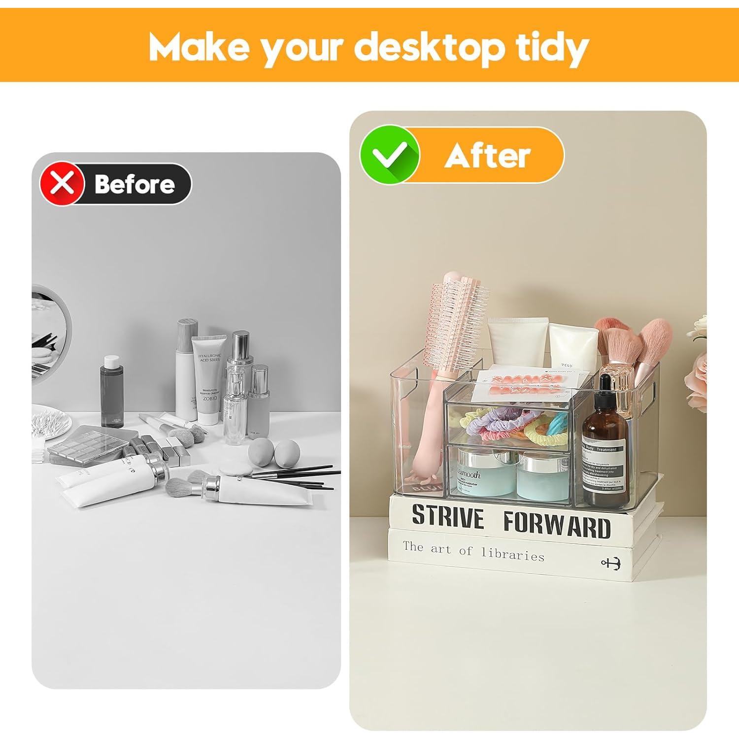 Organizador de Maquillaje Acrílico Imakmasion - 2 Cajones y 3 Compartimentos