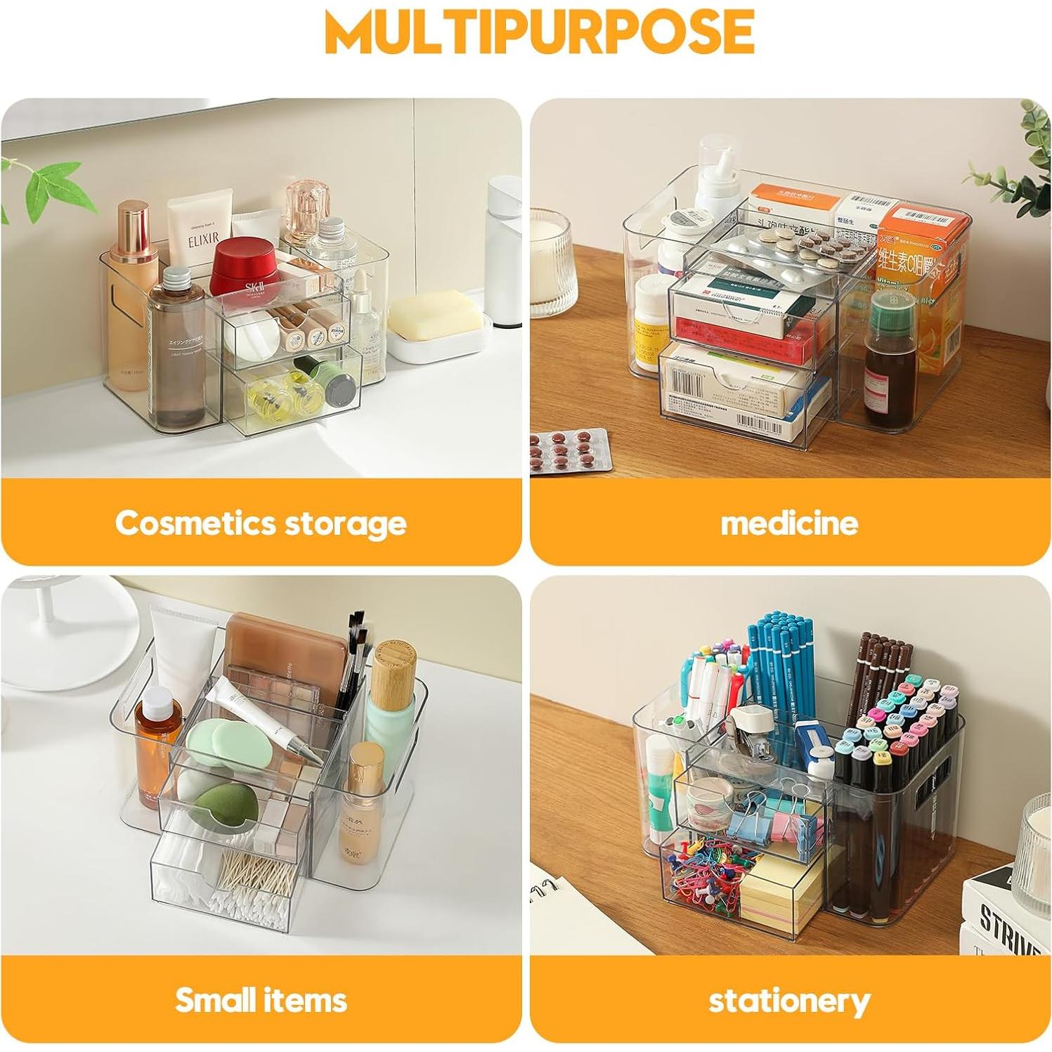 Organizador de Maquillaje Acrílico Imakmasion - 2 Cajones y 3 Compartimentos