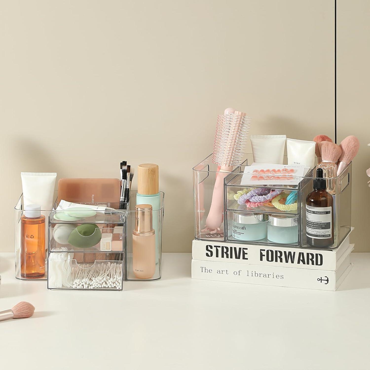 Organizador de Maquillaje Acrílico Imakmasion - 2 Cajones y 3 Compartimentos