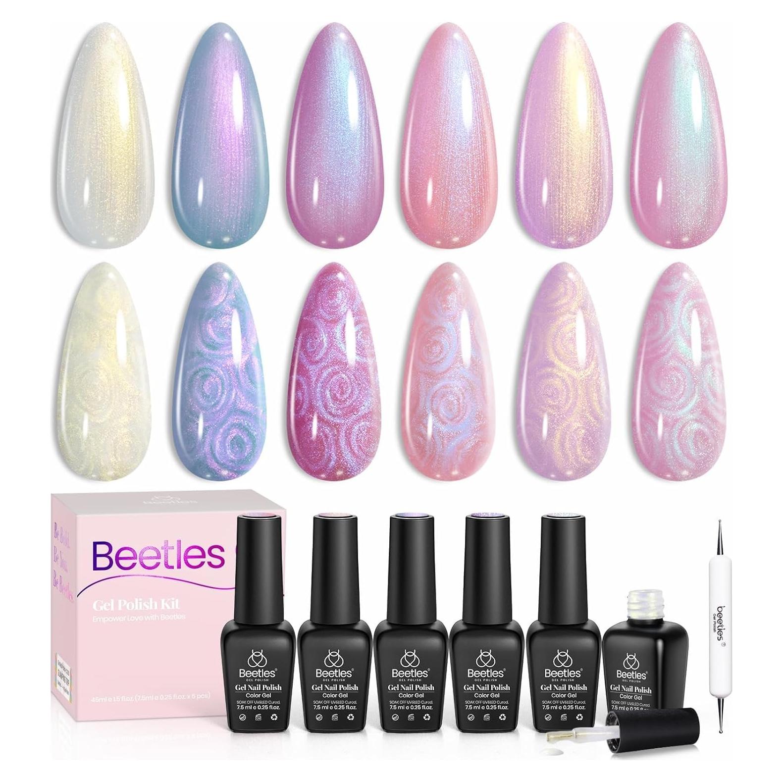 Set de Esmalte de Uñas en Gel Beetles 6 Colores Perla 7.5ml