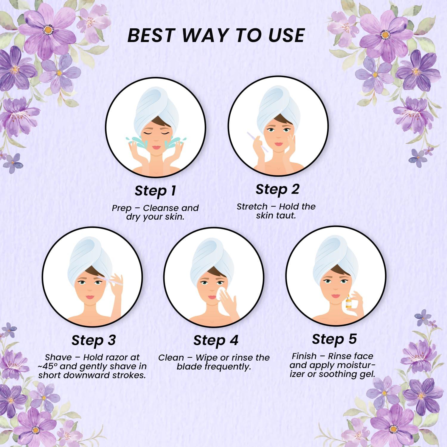 Rasuradora Doble Cara OMAK para Mujeres - 6 Piezas, Acero Inoxidable