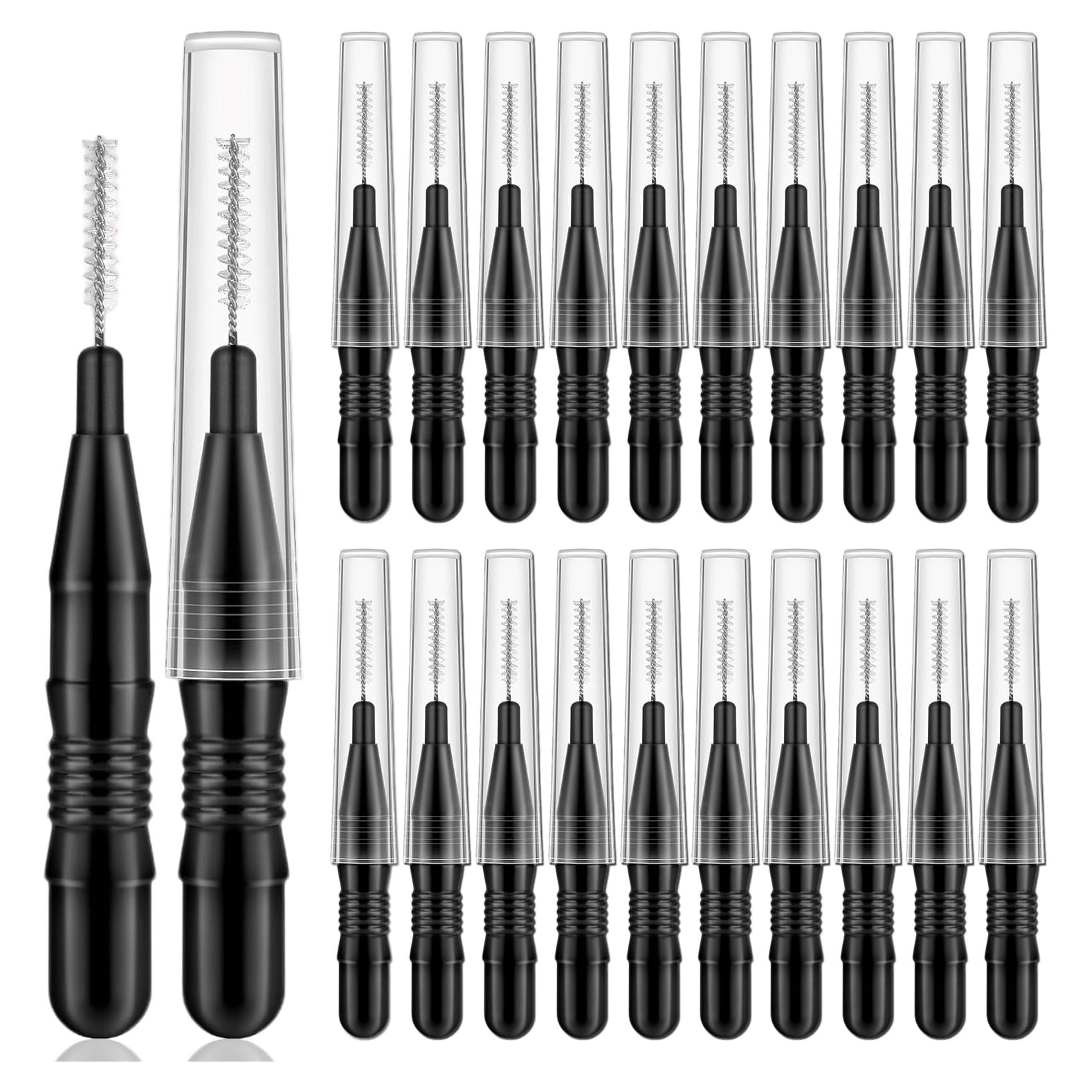 20 Cepillos Micro Spoolie para Cejas y Pestañas DWNDN Negro