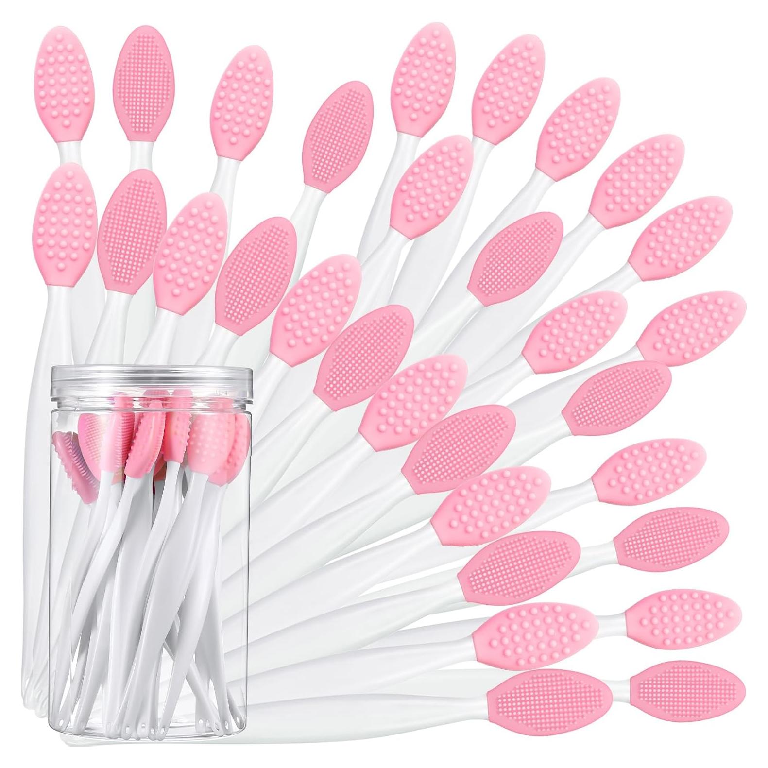30 Cepillos Exfoliantes de Labios Patelai de Silicona Rosa
