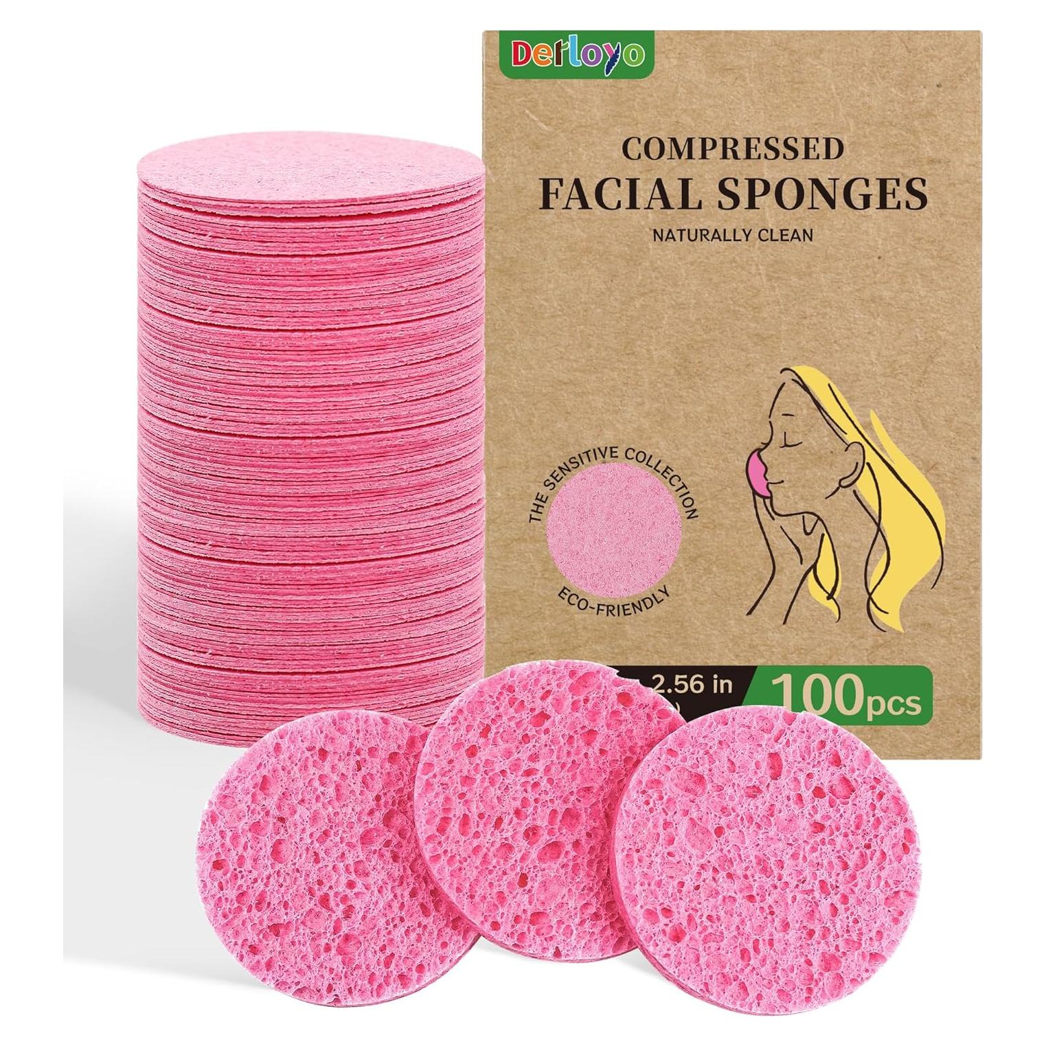 Esponjas Faciales Comprimidas Derloyo 100 Unidades 7.37 cm