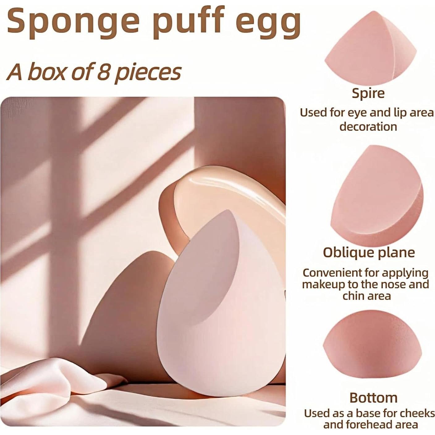 Juego de 8 Esponjas de Maquillaje Sin Látex FANBODTA - Ultra Suaves