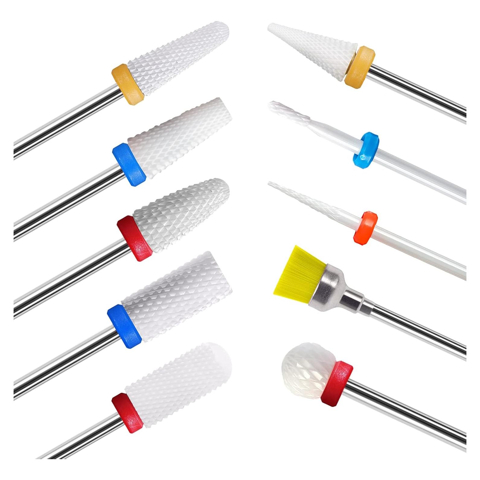10 Piezas Brocas de Uñas Cerámica Homeet para Manicura