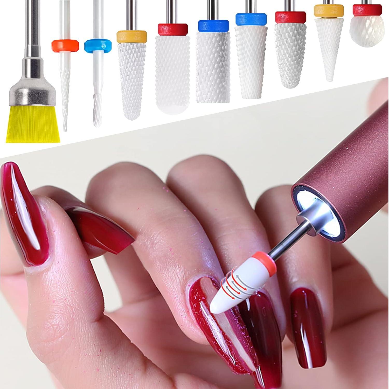 10 Piezas Brocas de Uñas Cerámica Homeet para Manicura