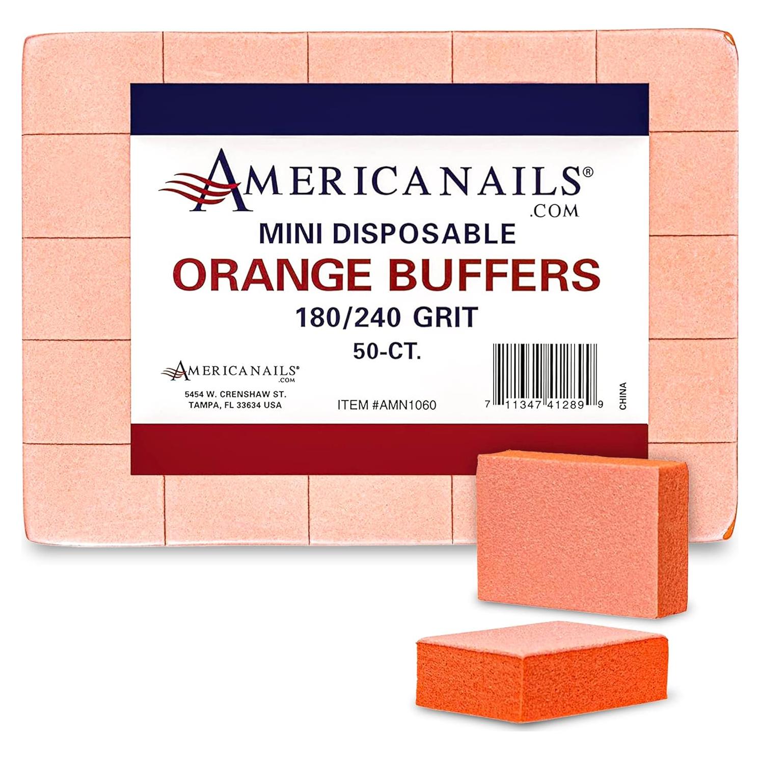 Mini Pulidores Naranjas Americanails 180/240 Grano - 50 Ct
