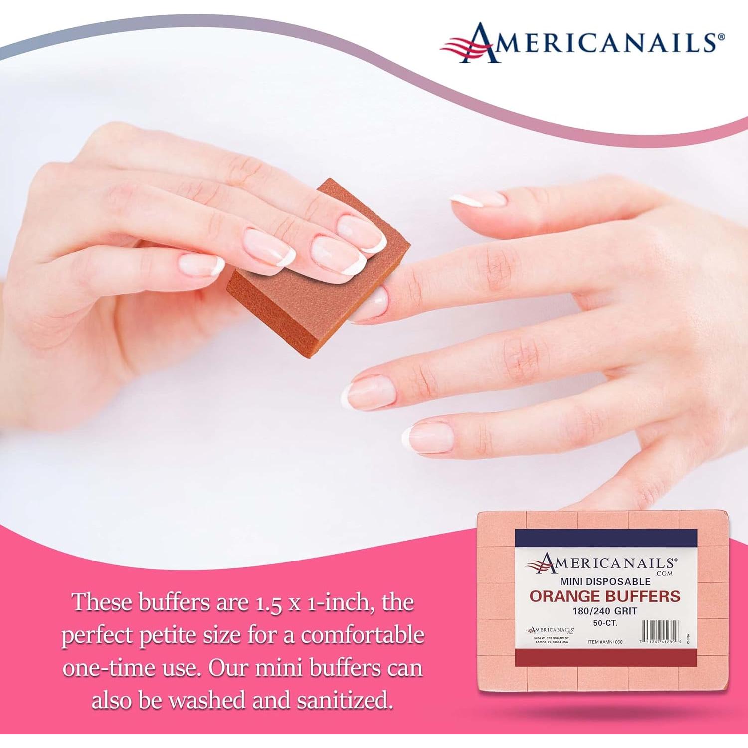 Mini Pulidores Naranjas Americanails 180/240 Grano - 50 Ct