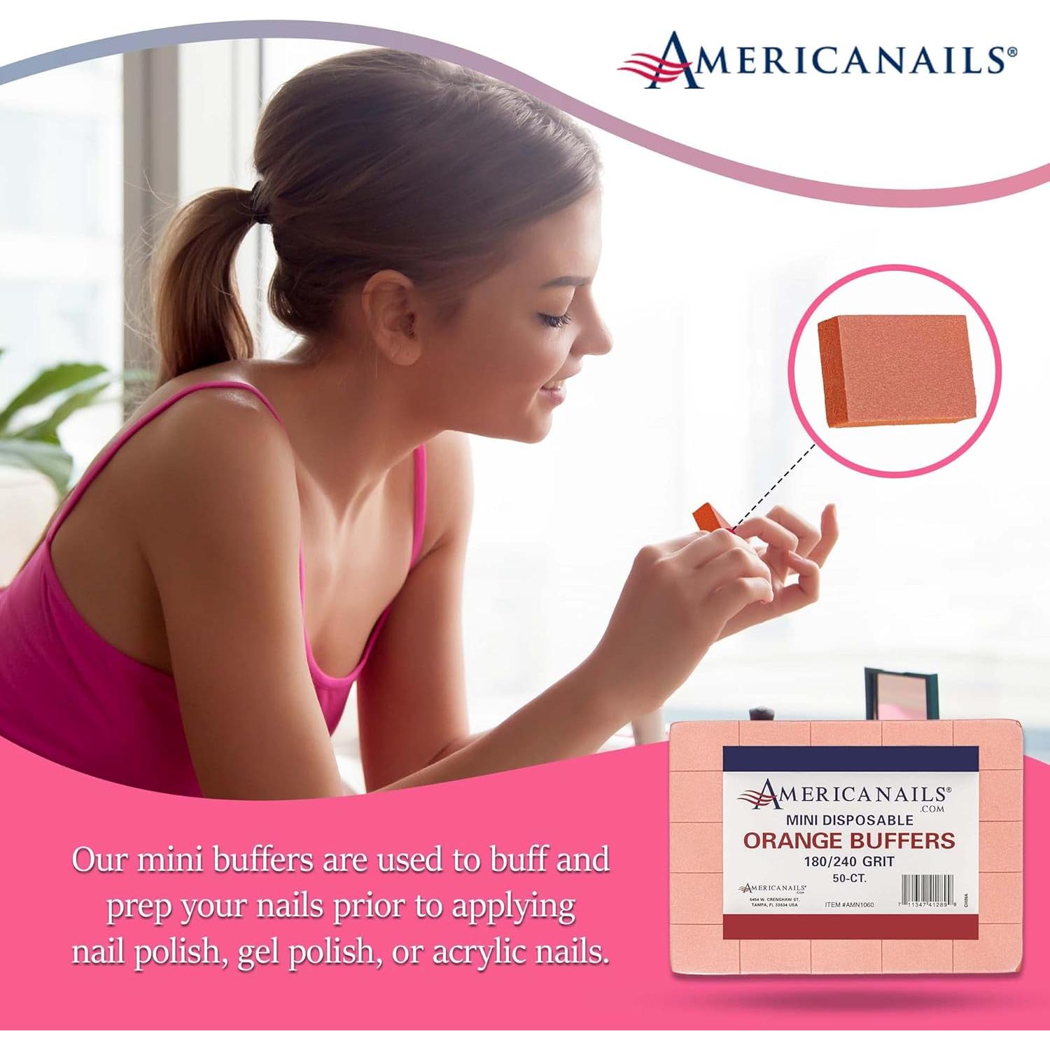 Mini Pulidores Naranjas Americanails 180/240 Grano - 50 Ct