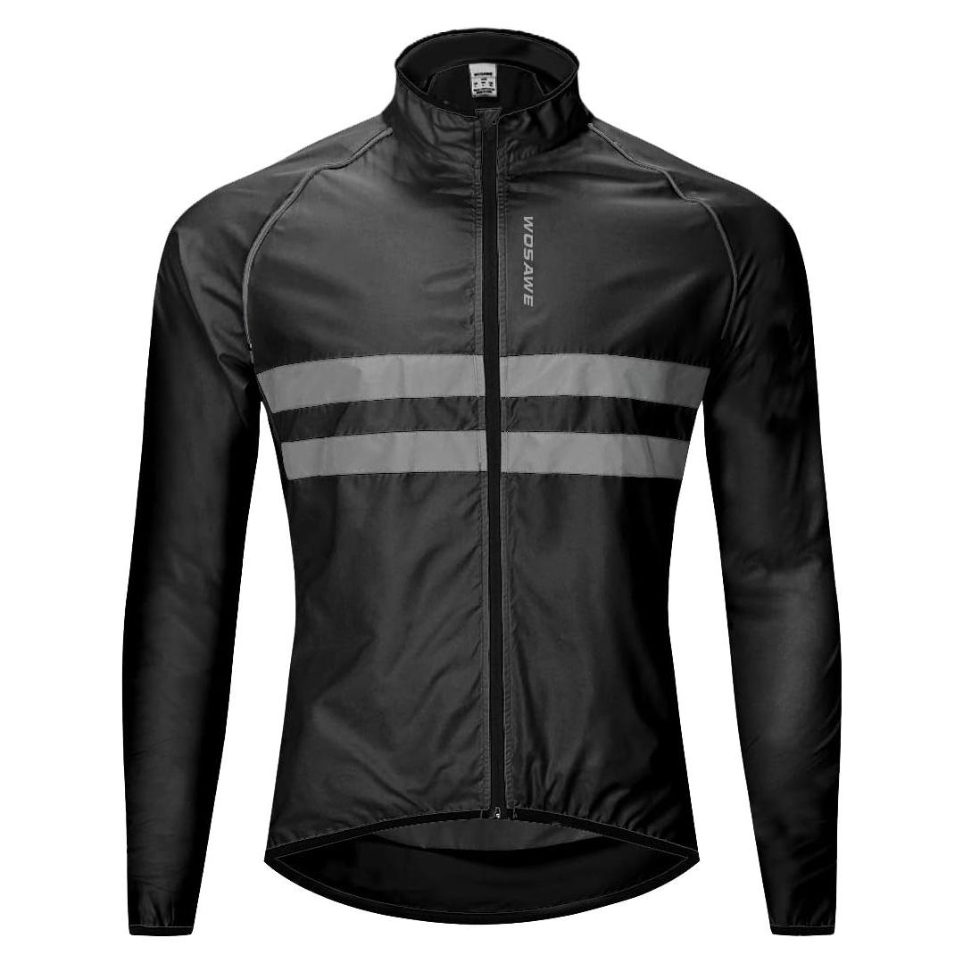 Chaqueta de Ciclismo WOSAWE Hombre Negra Mediana Impermeable