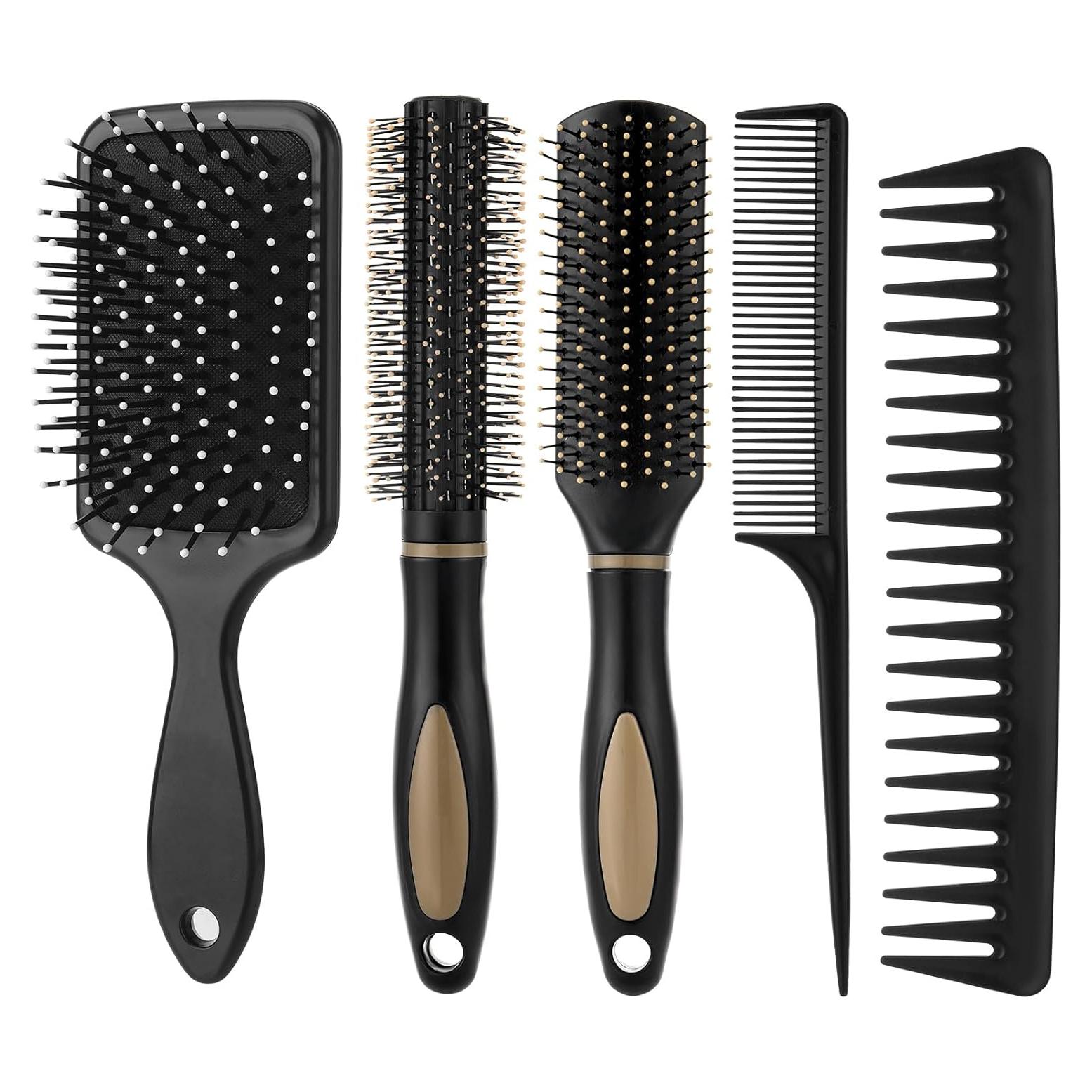 Juego de 5 Cepillos para el Cabello ProSuites - Desenredantes y Peines