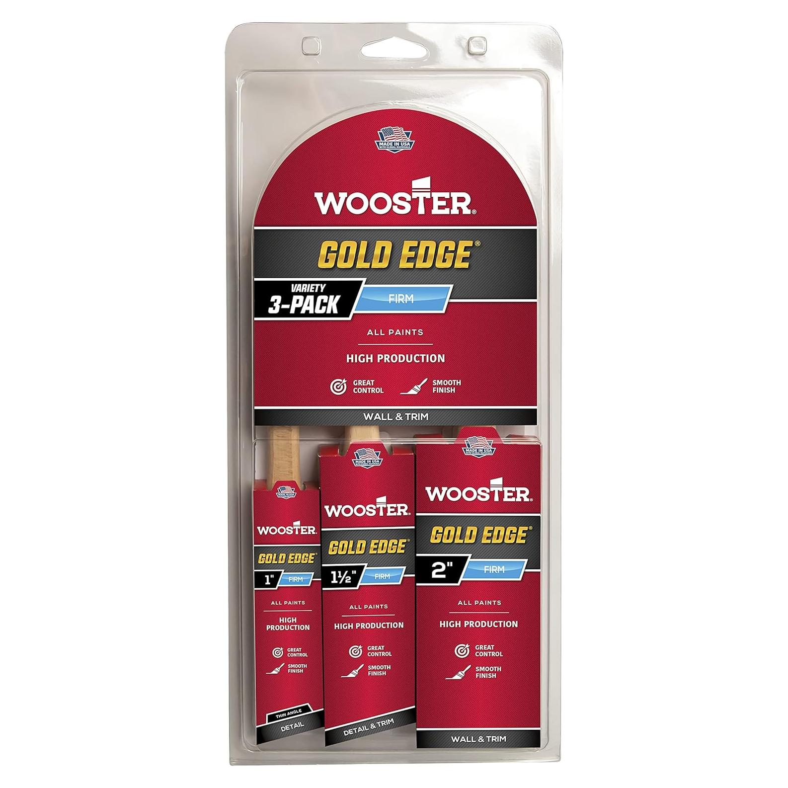 Brocha de Pared Wooster Gold Edge 5239 - 3 Paquetes, 2.54 cm