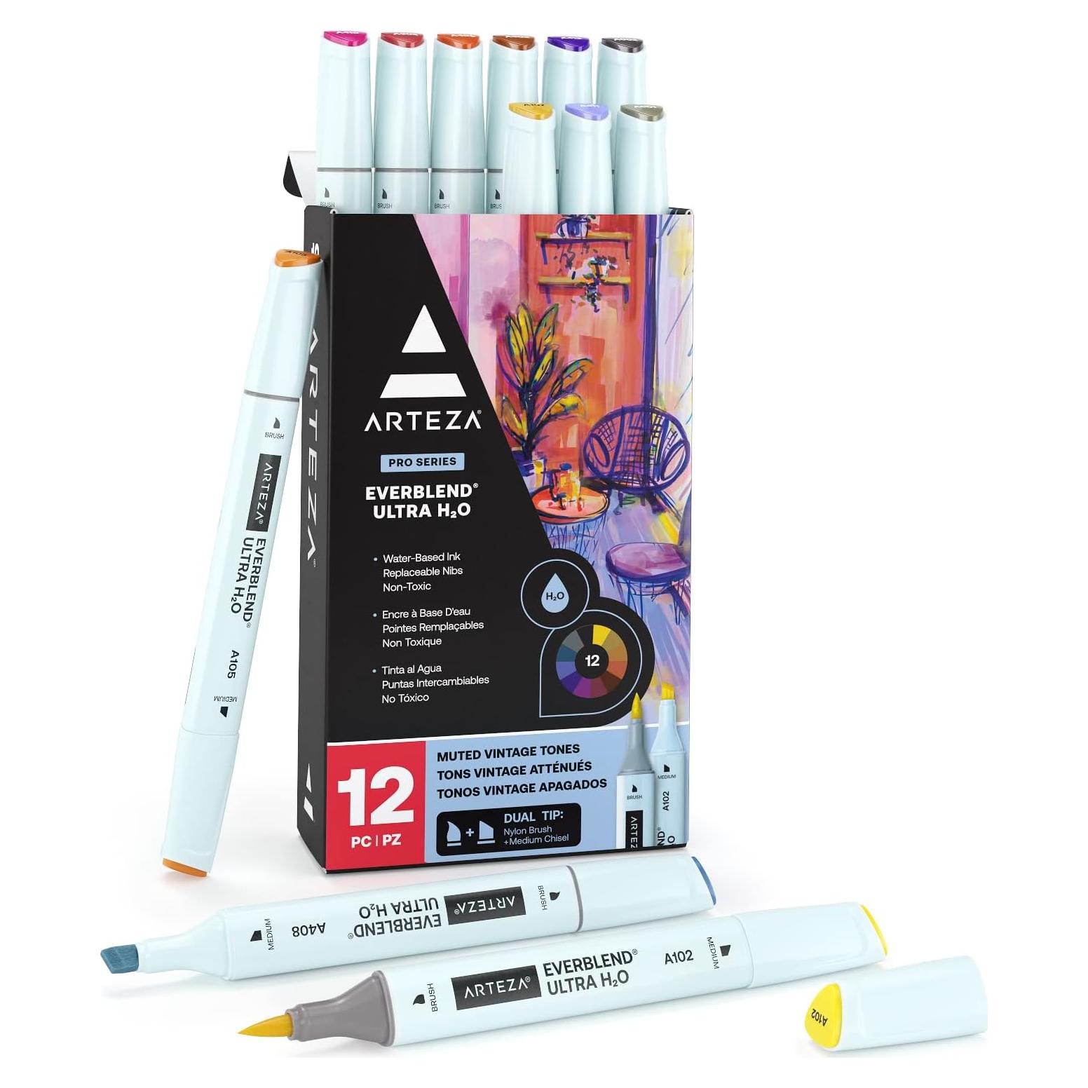 Marcadores Acuarelables ARTEZA 12 Tonos Vintage Doble Punta