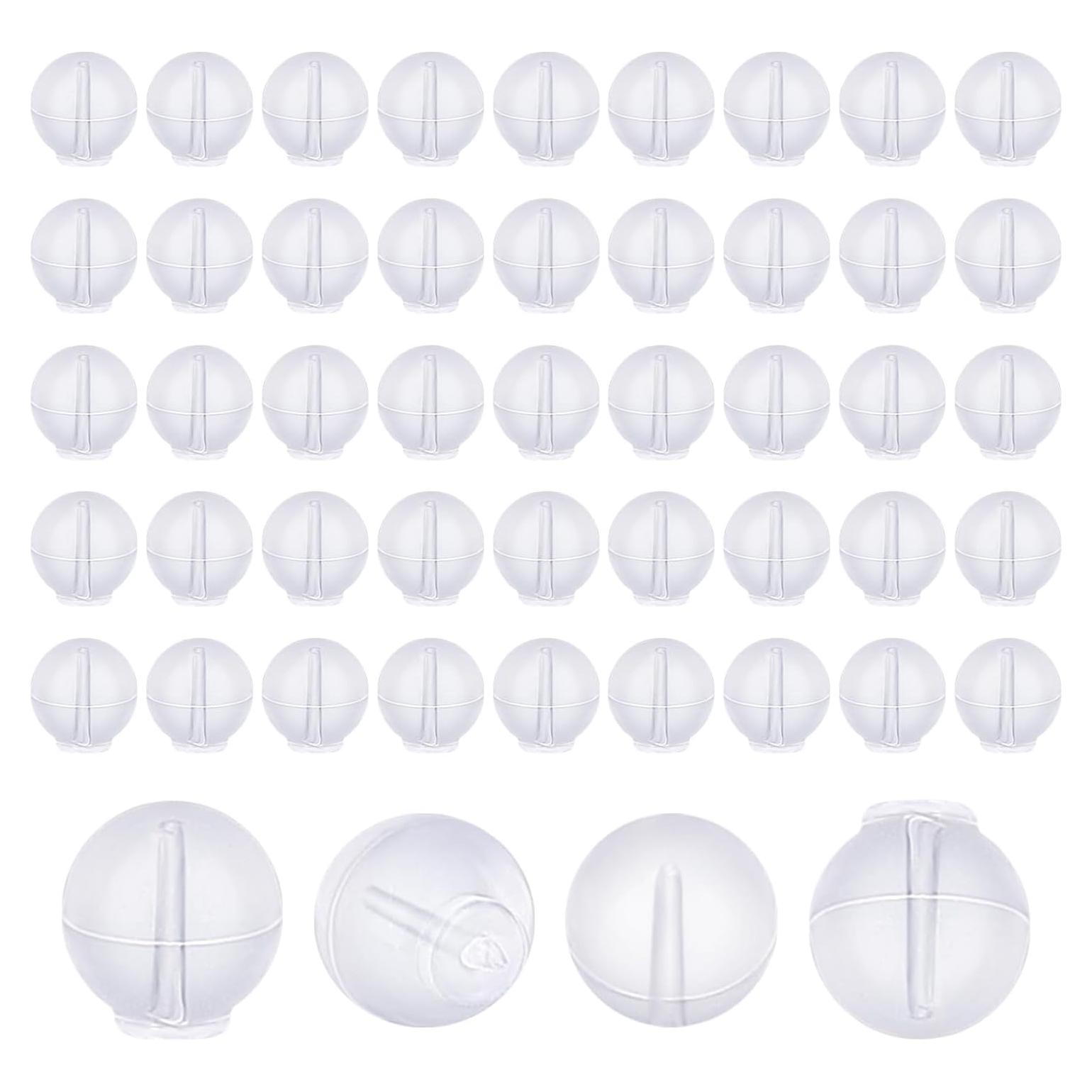 50 Tapones de Goma Transparentes Gosknor para Pendientes