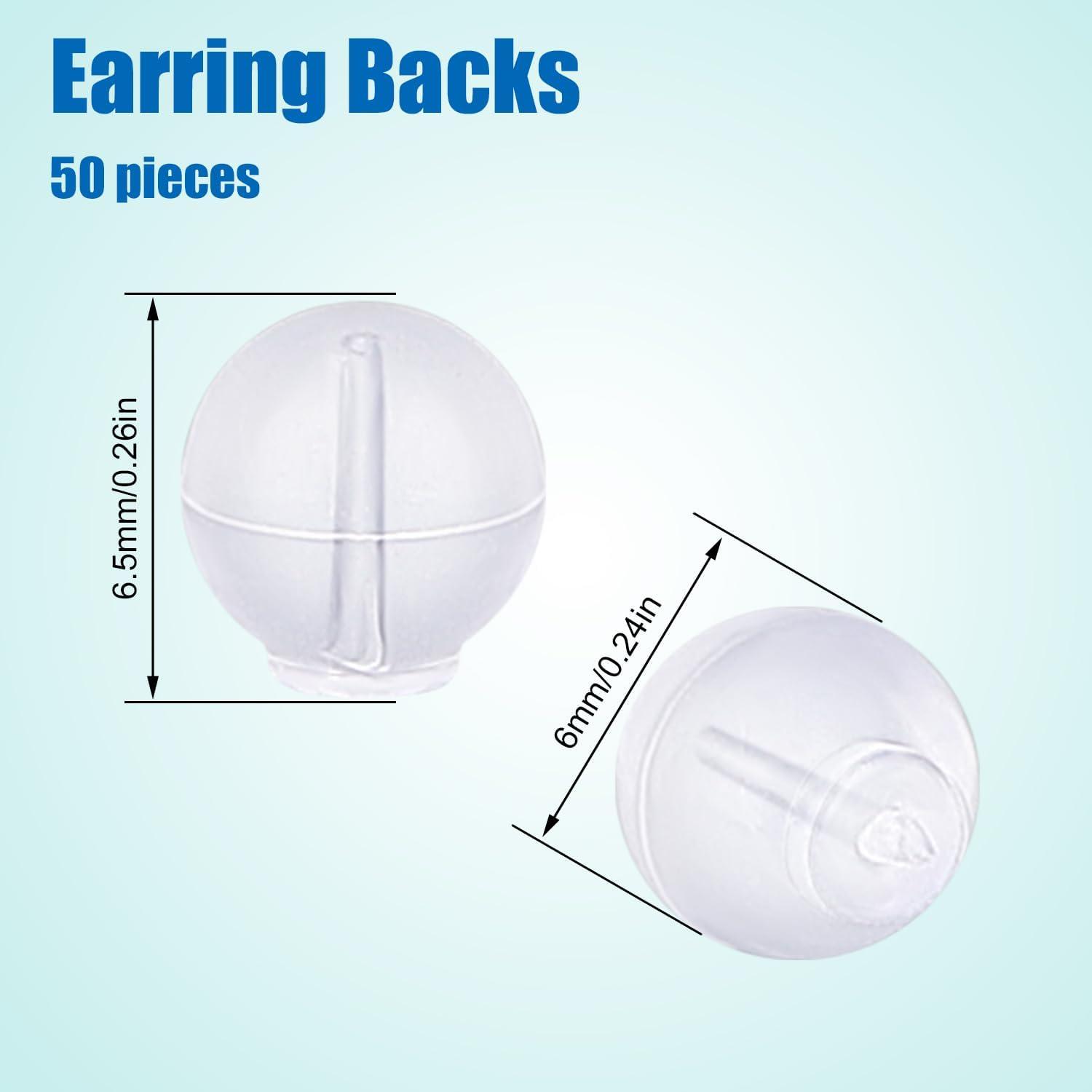 50 Tapones de Goma Transparentes Gosknor para Pendientes