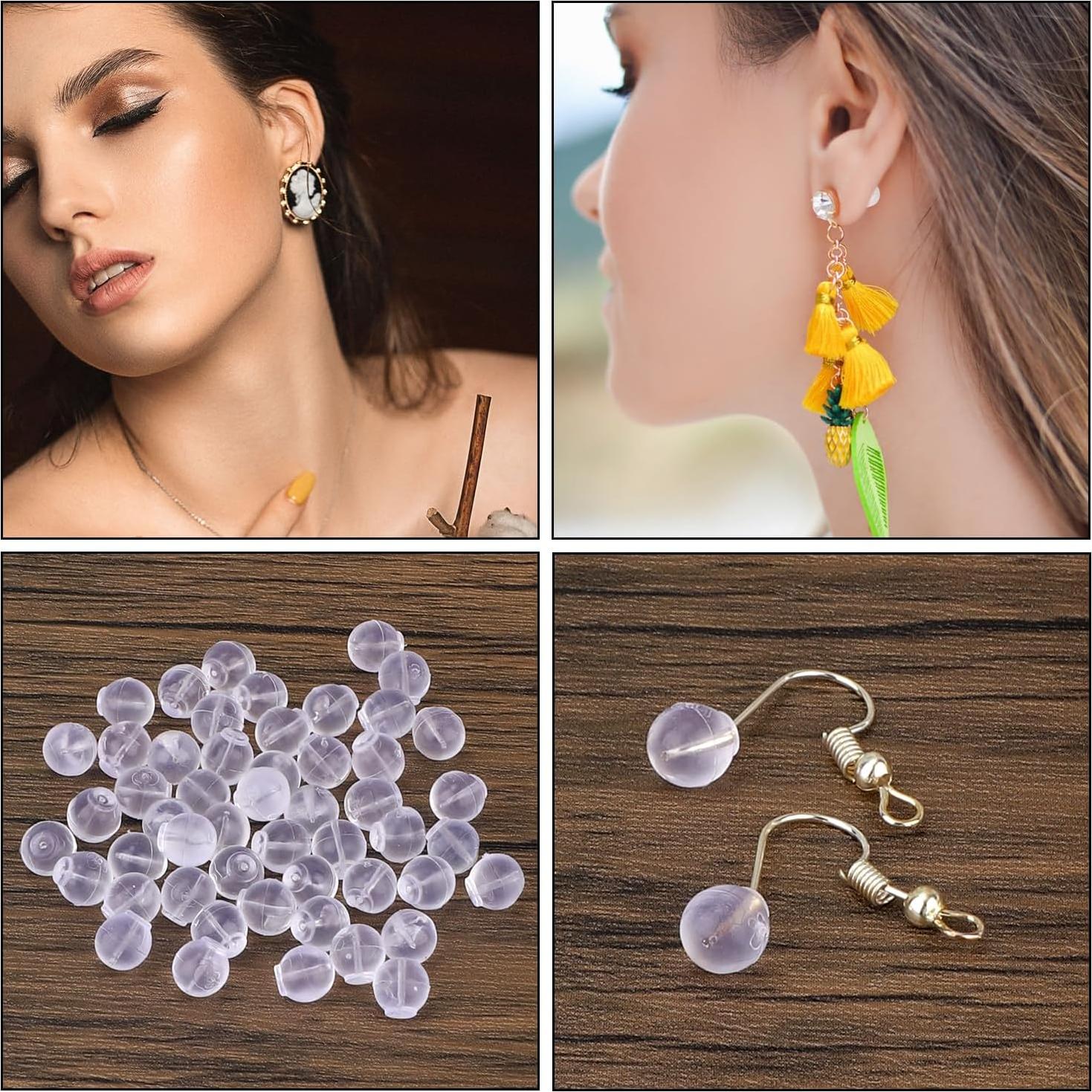 50 Tapones de Goma Transparentes Gosknor para Pendientes
