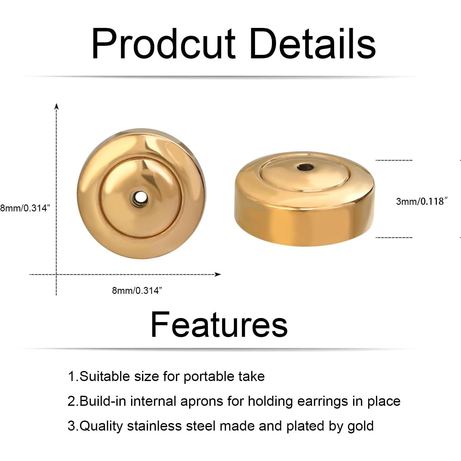 Resortes para Pendientes JIACHARMED 4PCS Oro Blanco 18K